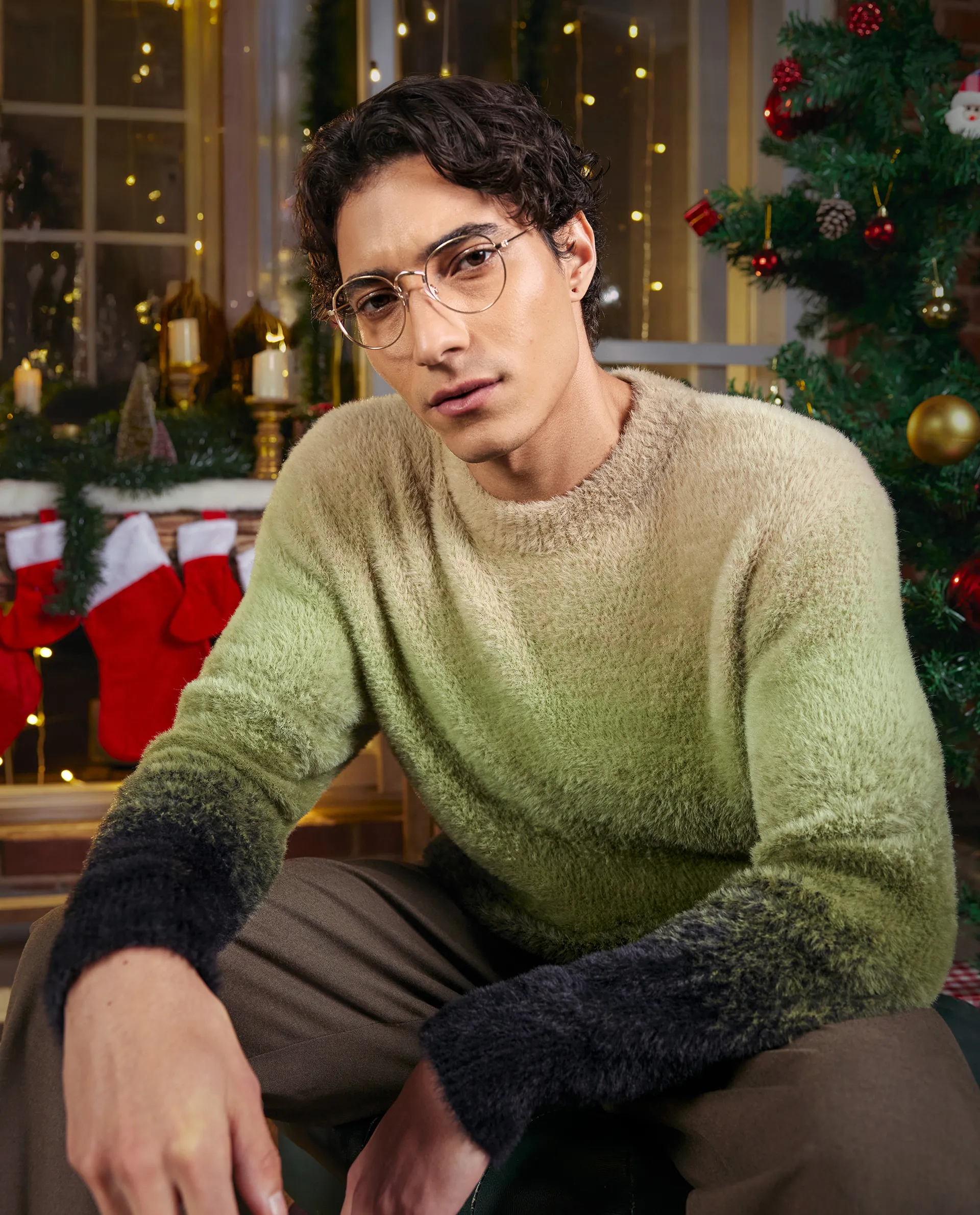 Rare Rabbit Men's Chervs Dark Green Cotton Color Block Regular Fit Full Sleeve Crew Neck Sweater - Image 3