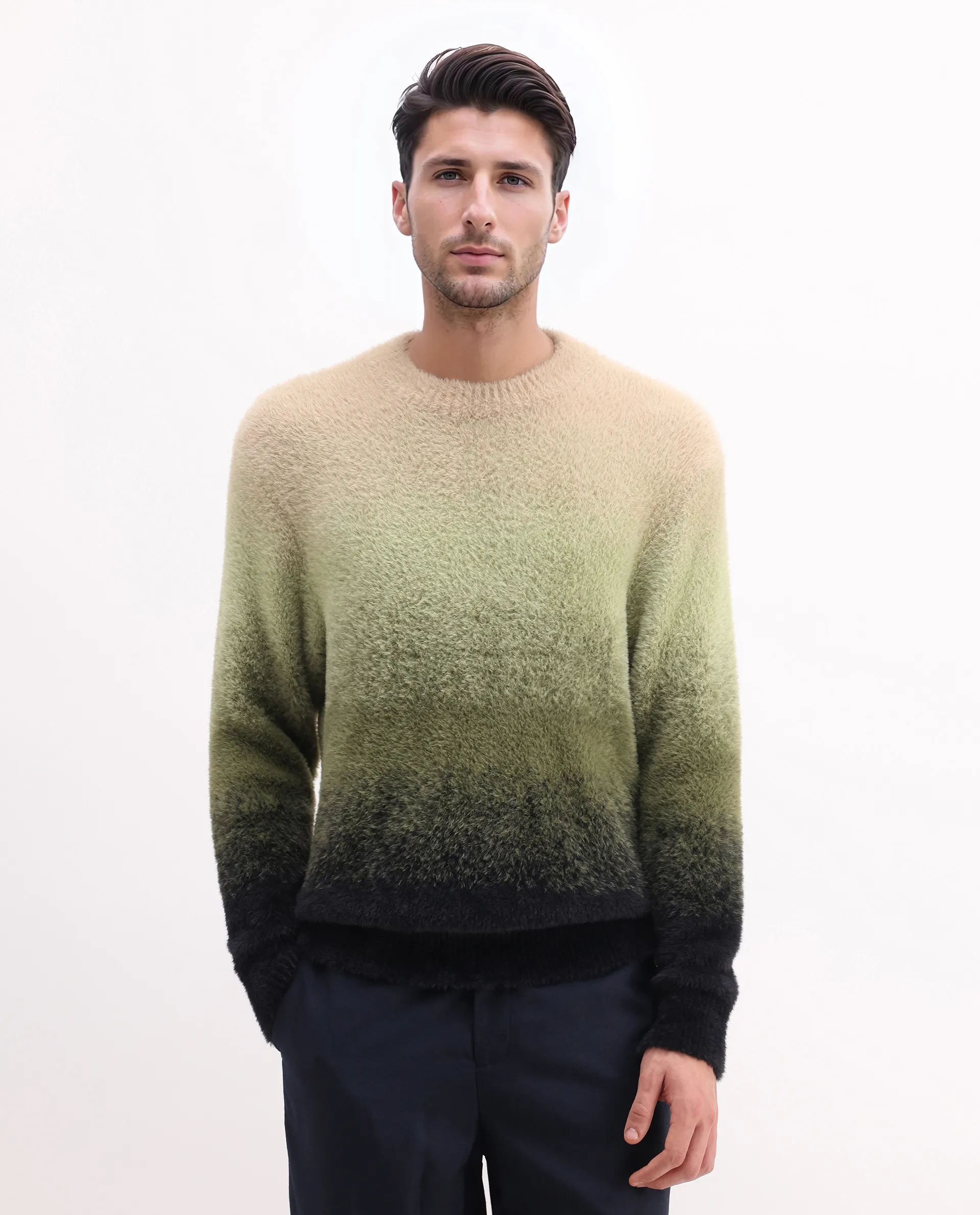 Rare Rabbit Men's Chervs Dark Green Cotton Color Block Regular Fit Full Sleeve Crew Neck Sweater - Image 5