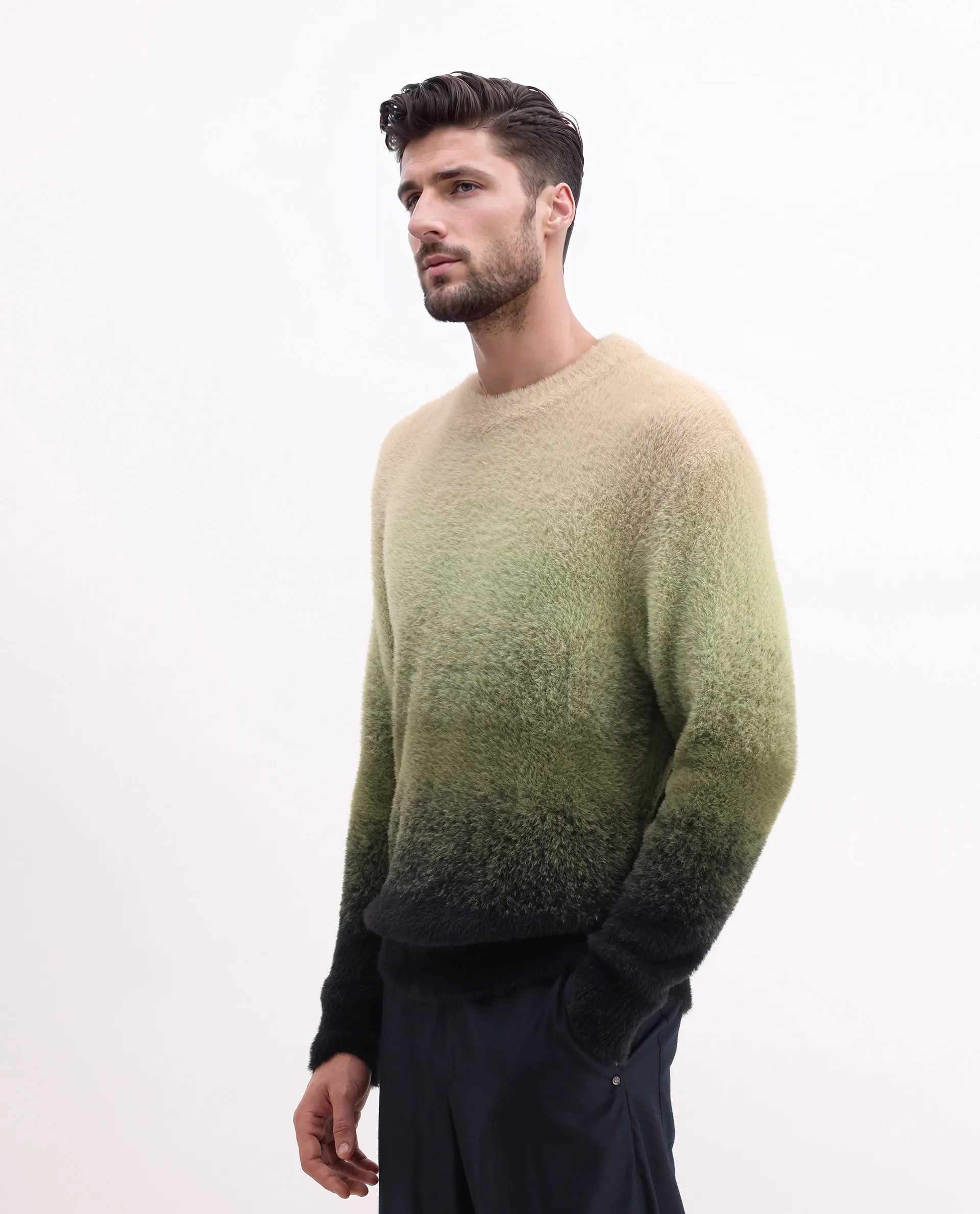 Rare Rabbit Men's Chervs Dark Green Cotton Color Block Regular Fit Full Sleeve Crew Neck Sweater - Image 6