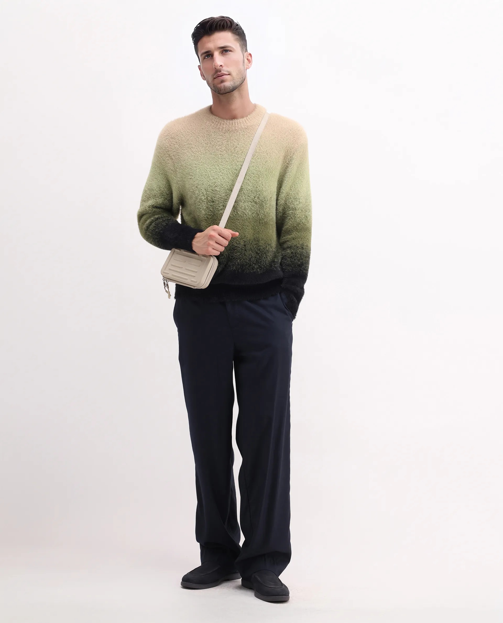 Rare Rabbit Men's Chervs Dark Green Cotton Color Block Regular Fit Full Sleeve Crew Neck Sweater - Image 8