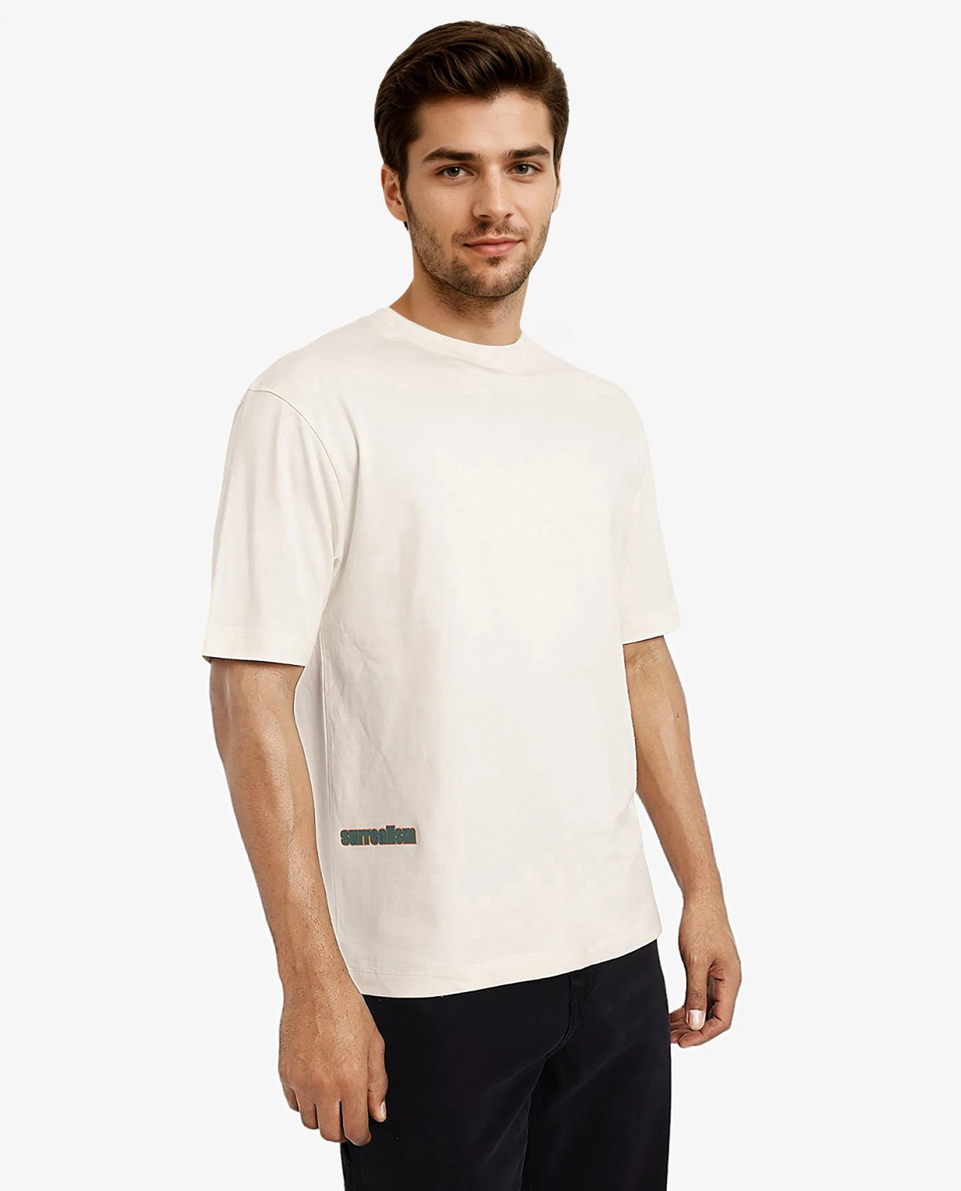 Rare Rabbit Men's Ches Off White Cotton Graphic Print Oversized Fit Half Sleeve Crew Neck T-Shirt - Image 4