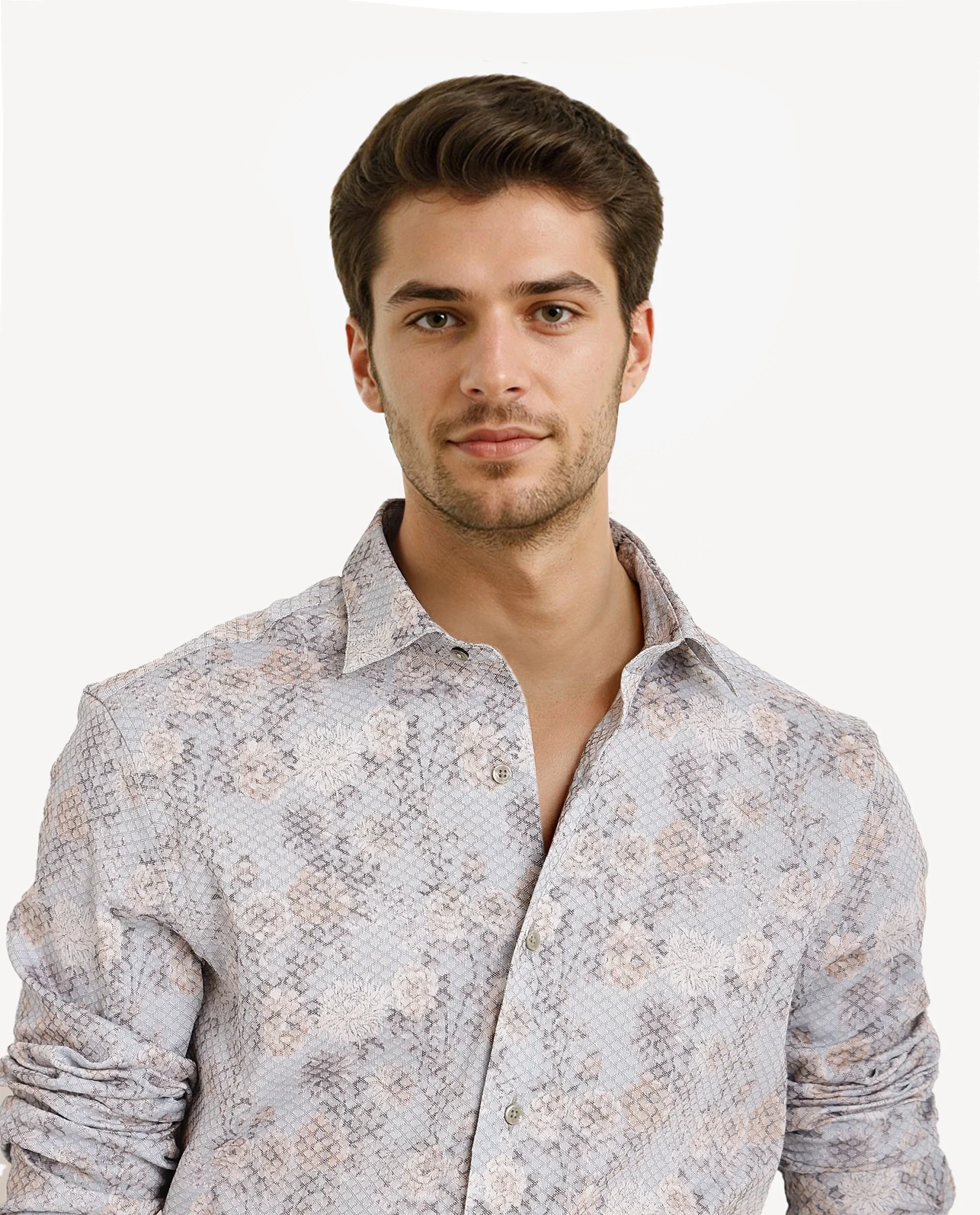 Rare Rabbit Men's Chester Pastel Blue Cotton Floral Print Regular Fit Full Sleeve Collared Shirt - Image 3