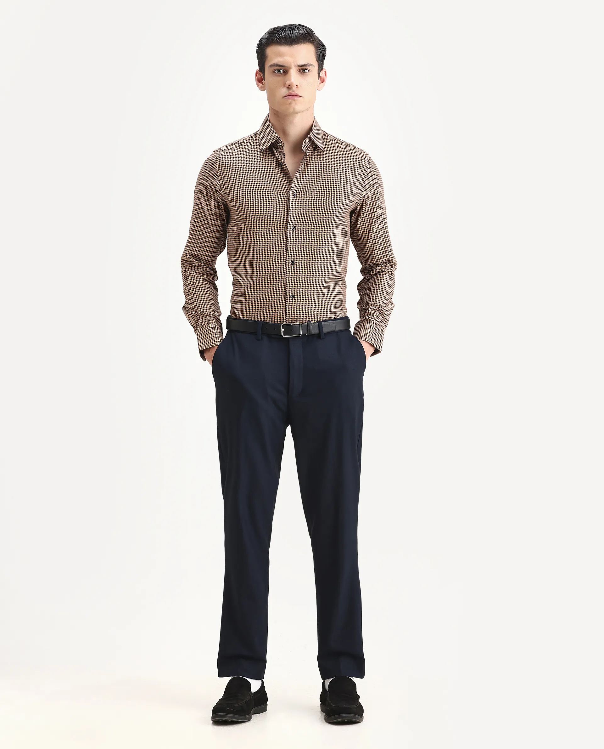 Rare Rabbit Men's Chesto Beige Cotton Blend Checked Print Regular Fit Full Sleeve Collared Shirt - Image 2