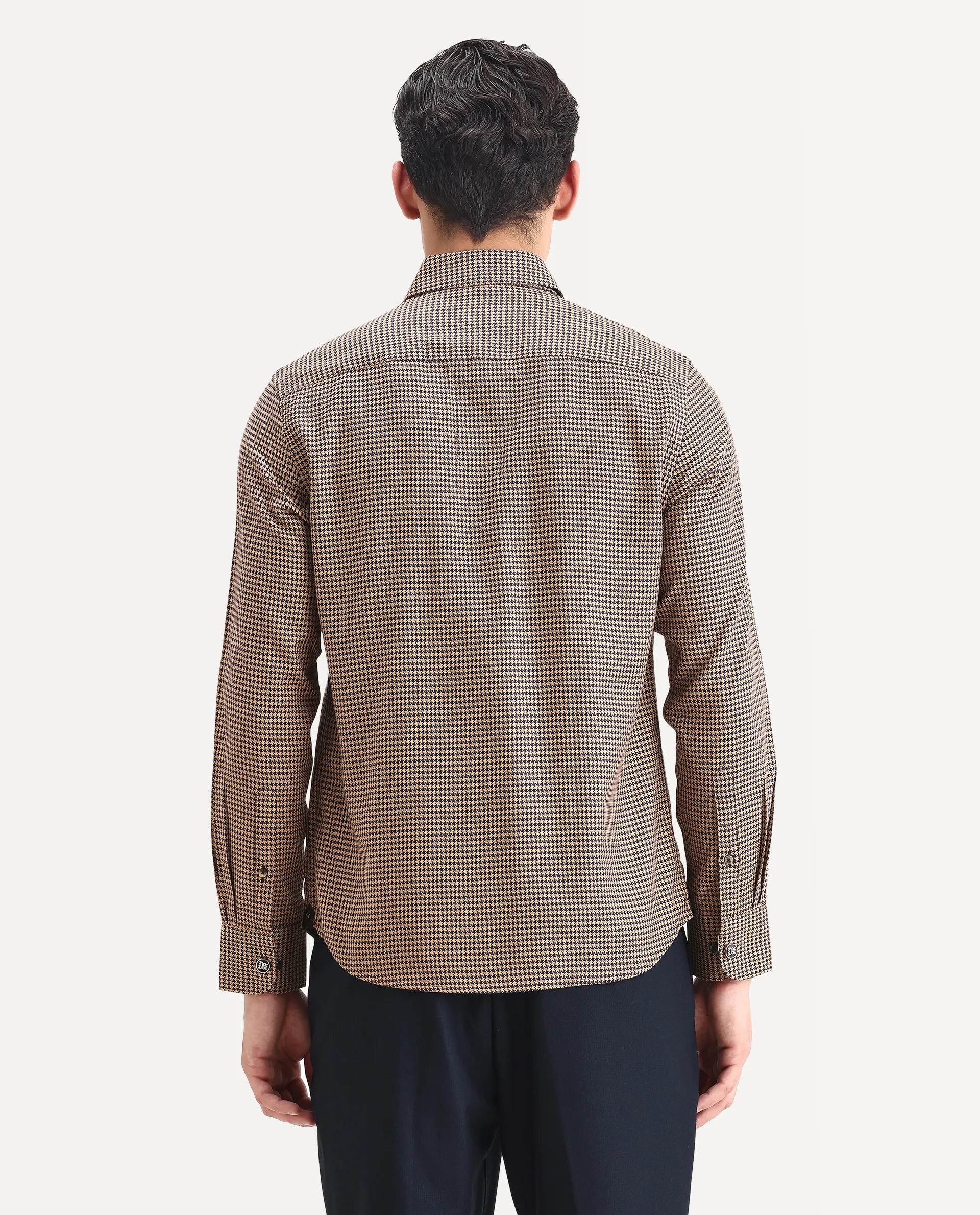 Rare Rabbit Men's Chesto Beige Cotton Blend Checked Print Regular Fit Full Sleeve Collared Shirt - Image 6