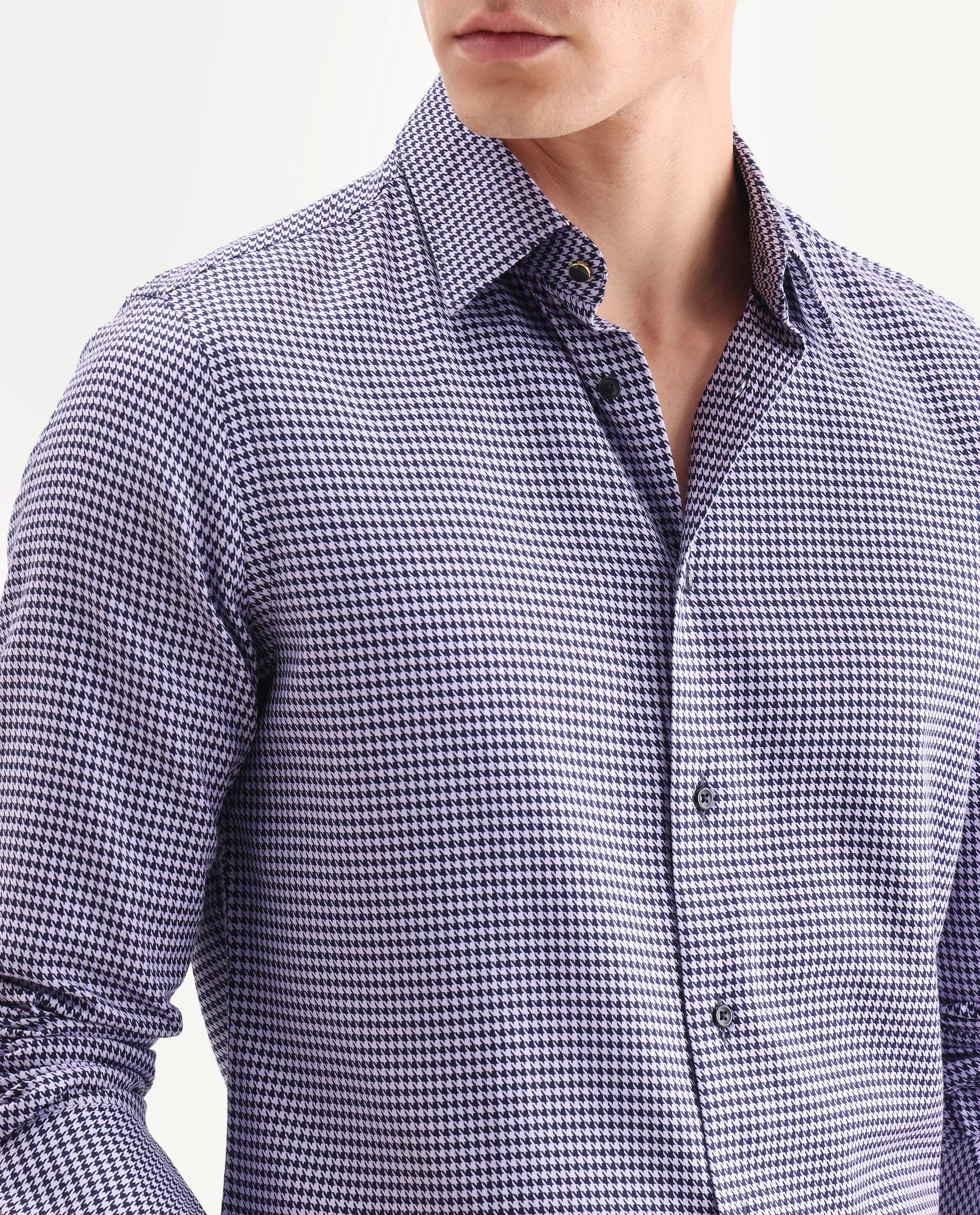 Rare Rabbit Men's Chesto Purple Cotton Blend Checked Print Regular Fit Full Sleeve Collared Shirt - Image 3