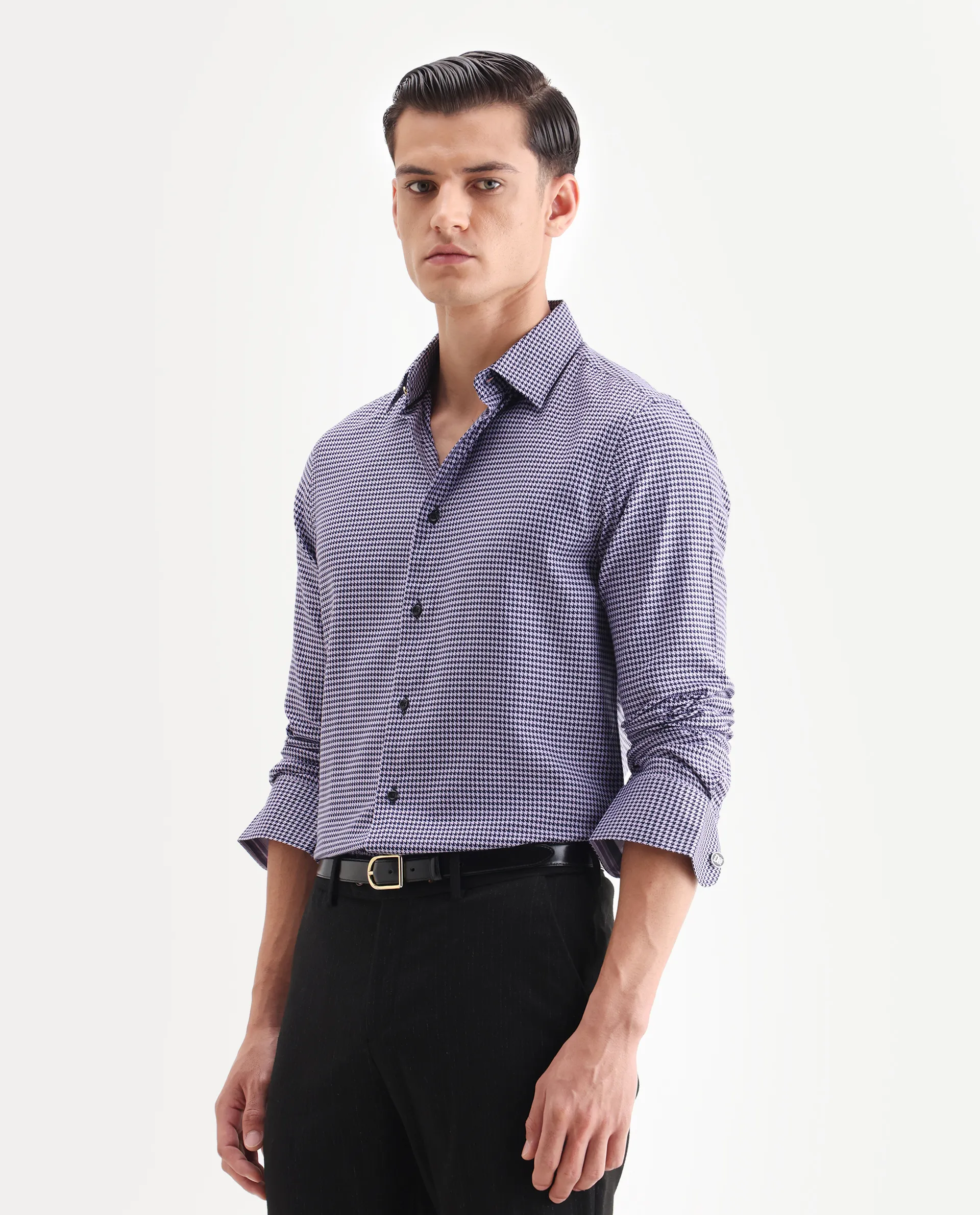 Rare Rabbit Men's Chesto Purple Cotton Blend Checked Print Regular Fit Full Sleeve Collared Shirt - Image 5