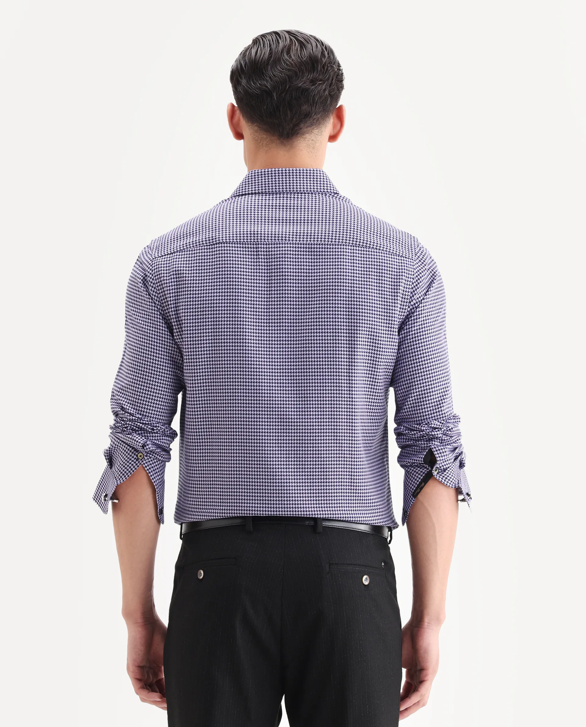 Rare Rabbit Men's Chesto Purple Cotton Blend Checked Print Regular Fit Full Sleeve Collared Shirt - Image 7