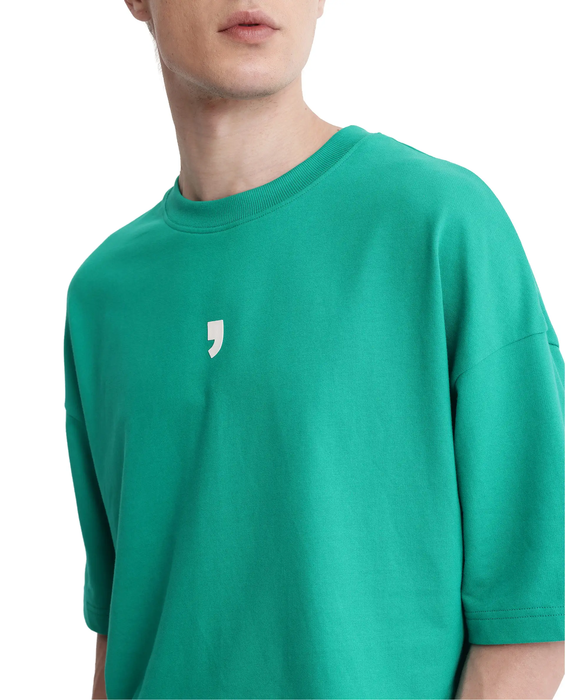 Rare Rabbit Men's Chile Green Cotton Graphic Print Oversized Fit Half Sleeve Crew Neck T-Shirt - Image 3