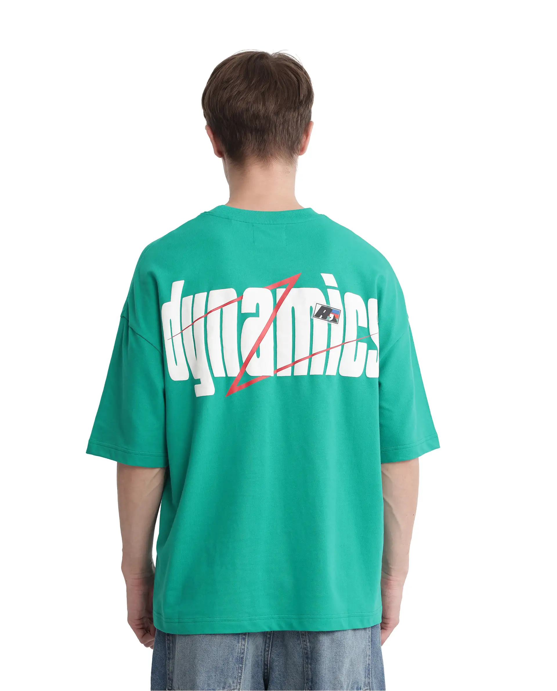 Rare Rabbit Men's Chile Green Cotton Graphic Print Oversized Fit Half Sleeve Crew Neck T-Shirt - Image 5