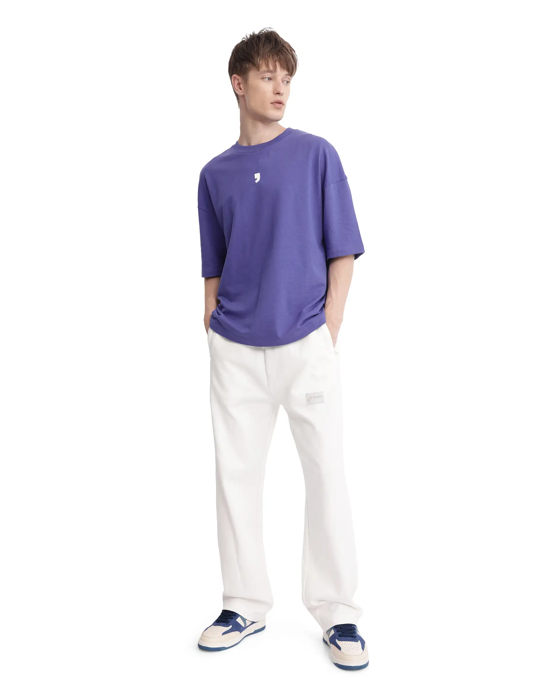 Rare Rabbit Men's Chile Purple Cotton Graphic Print Oversized Fit Half Sleeve Crew Neck T-Shirt - Image 2
