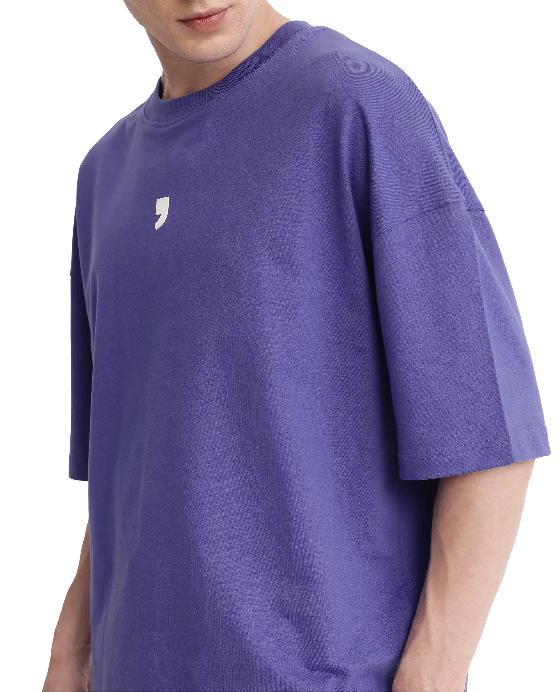 Rare Rabbit Men's Chile Purple Cotton Graphic Print Oversized Fit Half Sleeve Crew Neck T-Shirt - Image 4