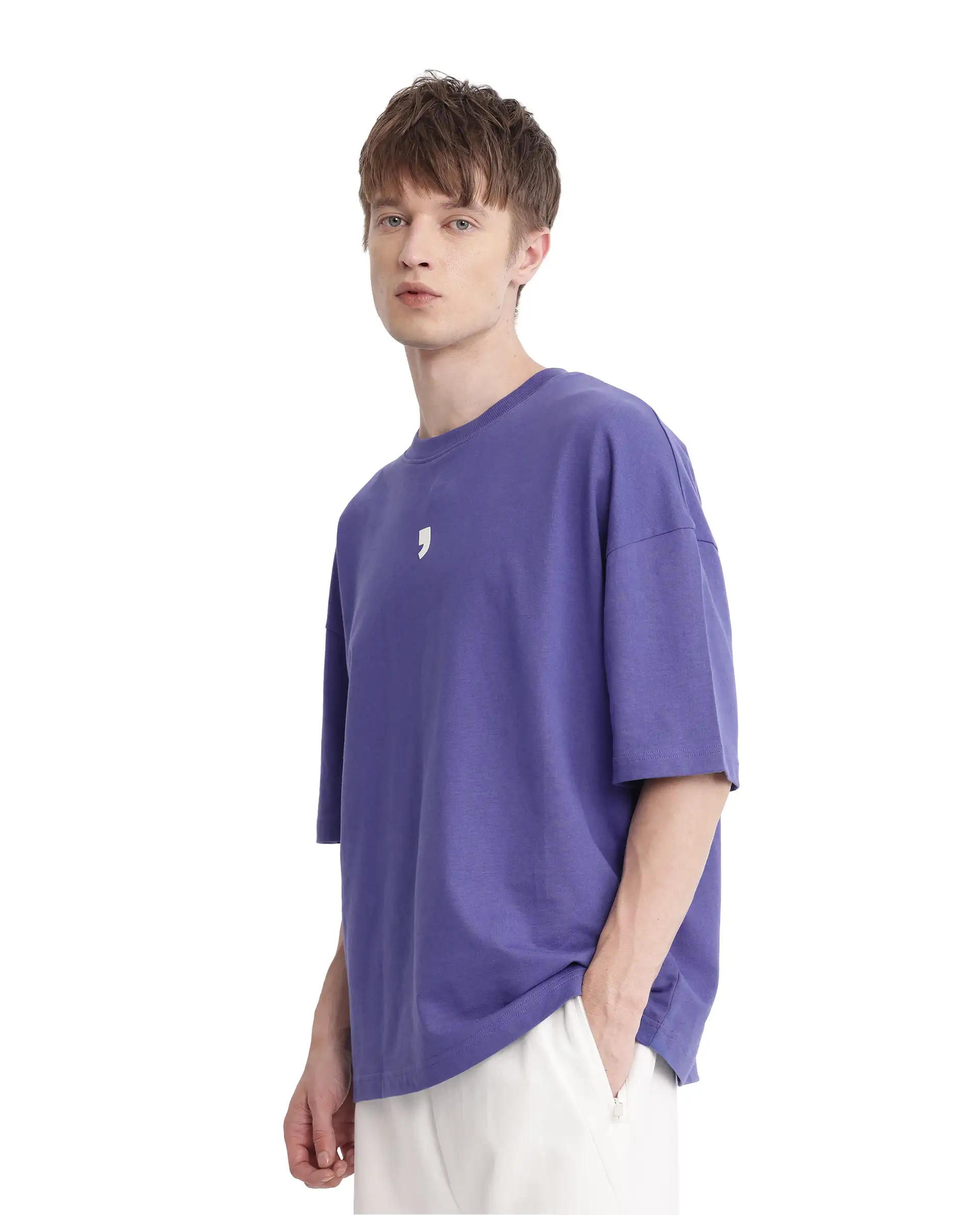Rare Rabbit Men's Chile Purple Cotton Graphic Print Oversized Fit Half Sleeve Crew Neck T-Shirt - Image 6