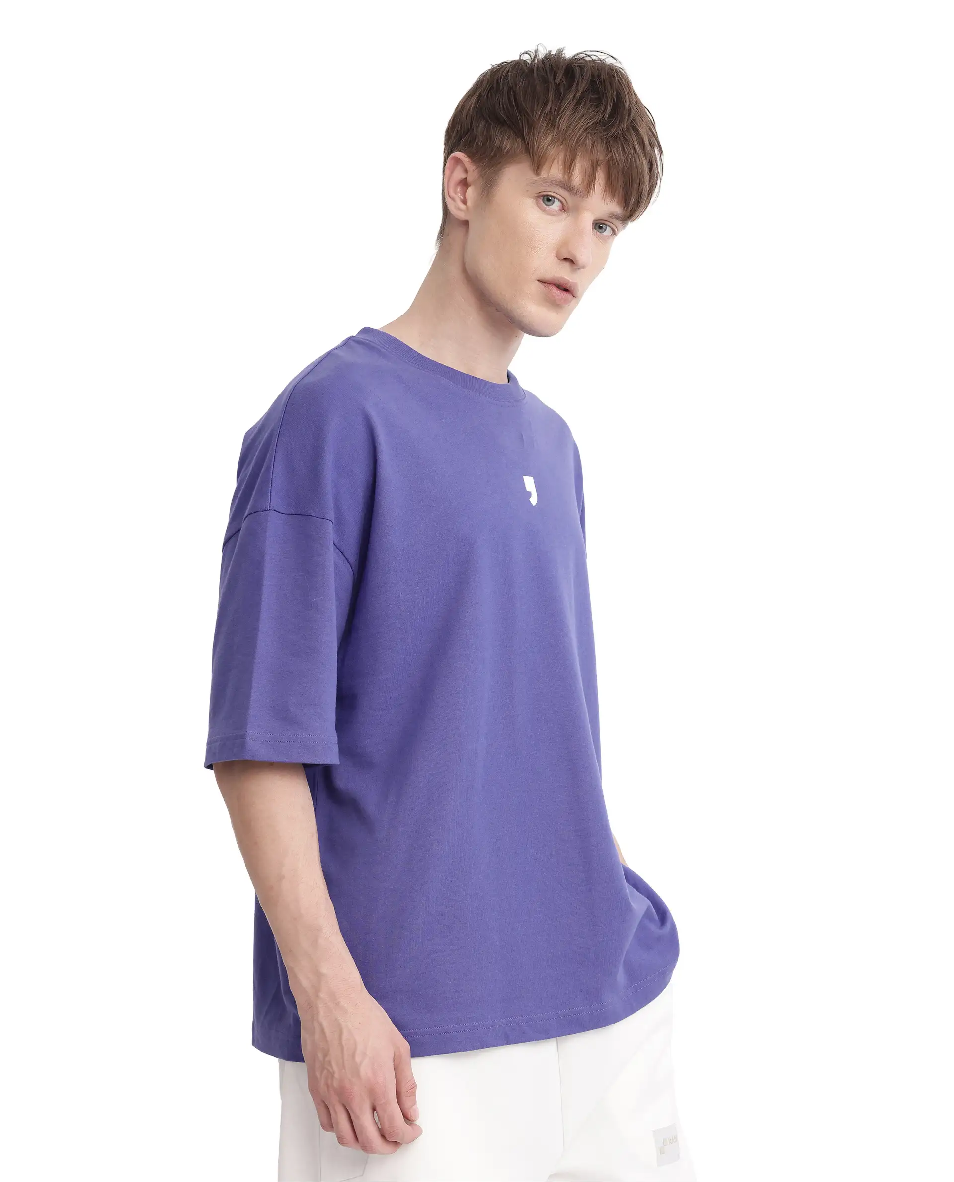 Rare Rabbit Men's Chile Purple Cotton Graphic Print Oversized Fit Half Sleeve Crew Neck T-Shirt - Image 7