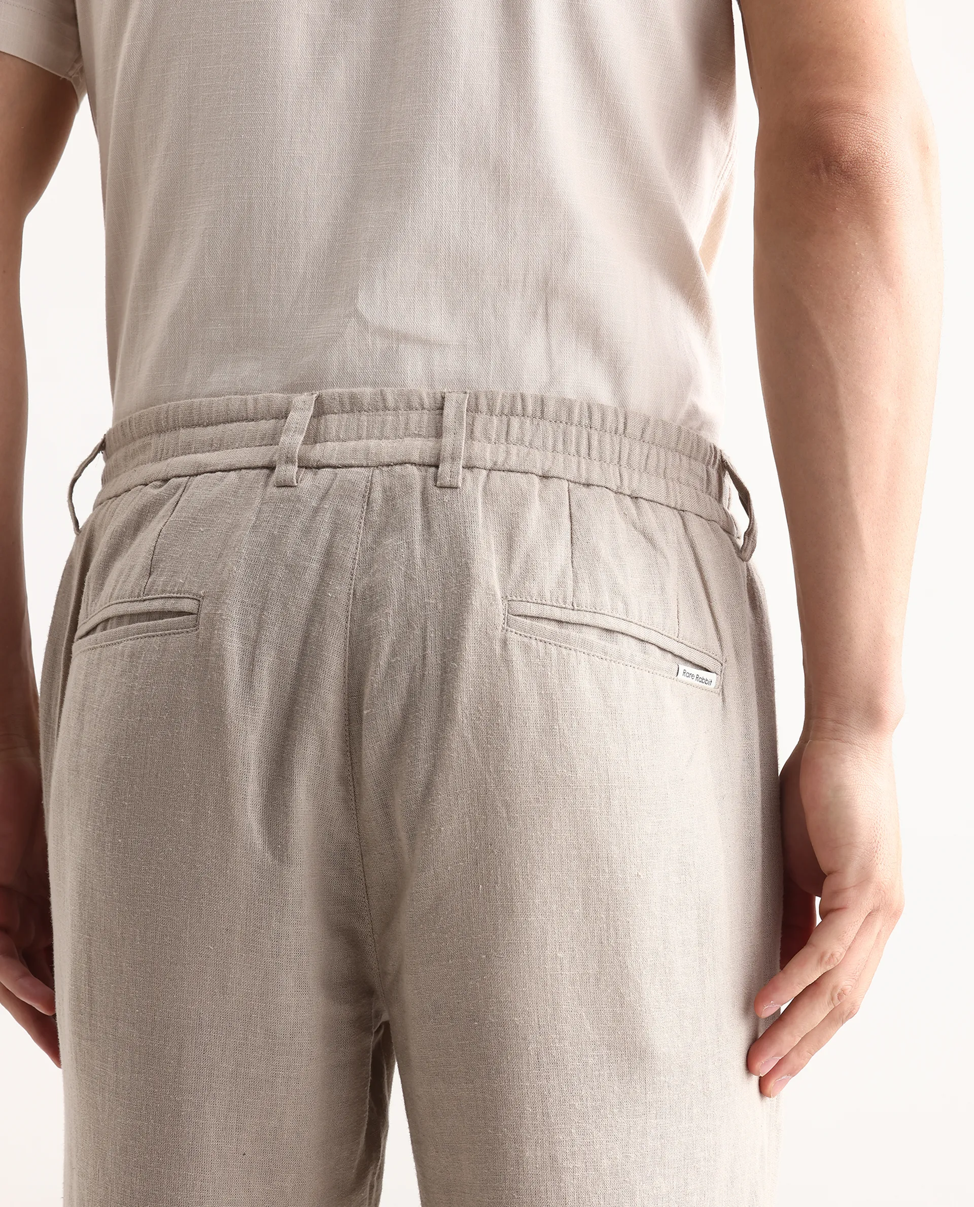 Rare Rabbit Men Chinio Linen Blend Drawstring Closure Plain Trouser - Image 6