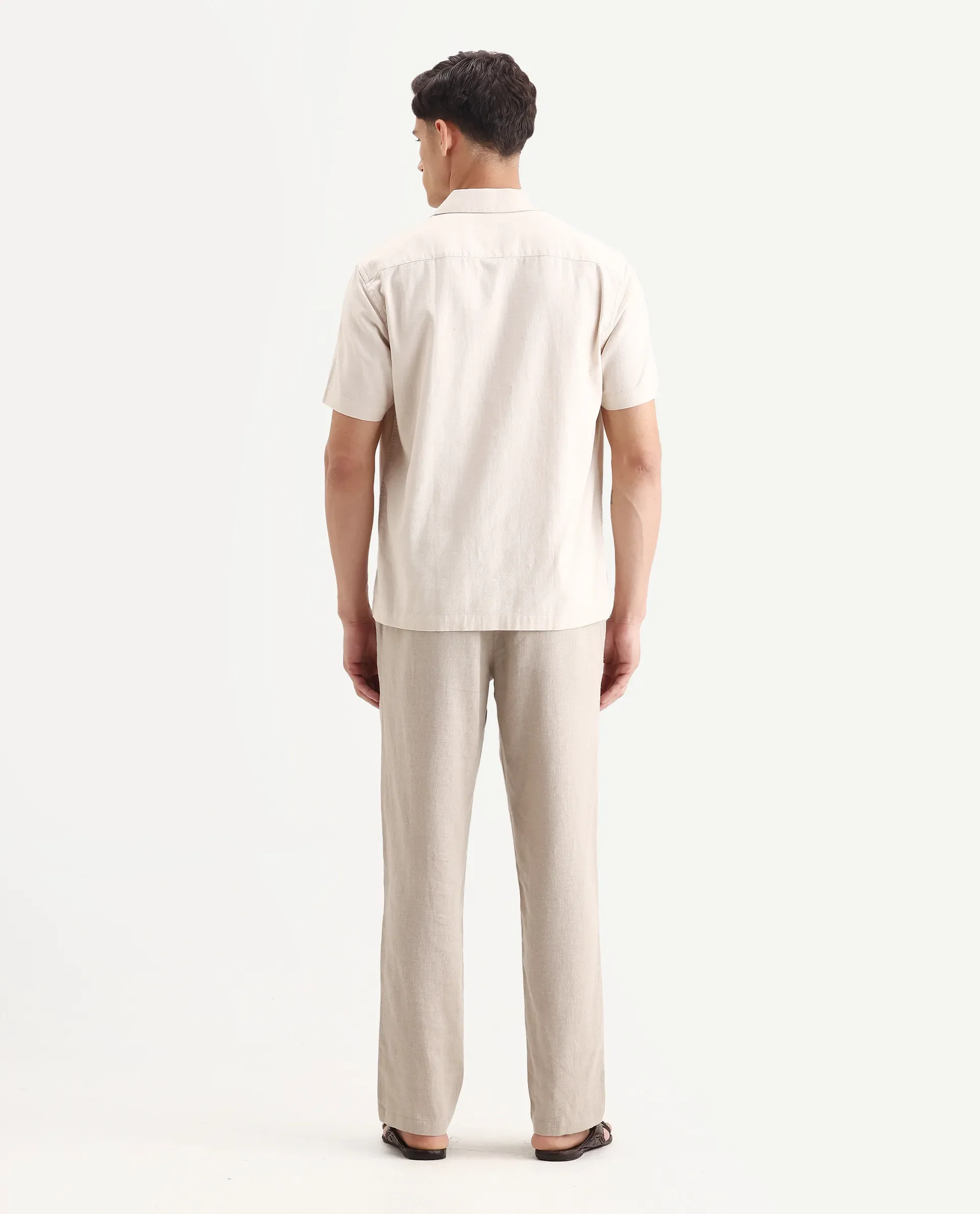 Rare Rabbit Men Chinio Linen Blend Drawstring Closure Plain Trouser - Image 8
