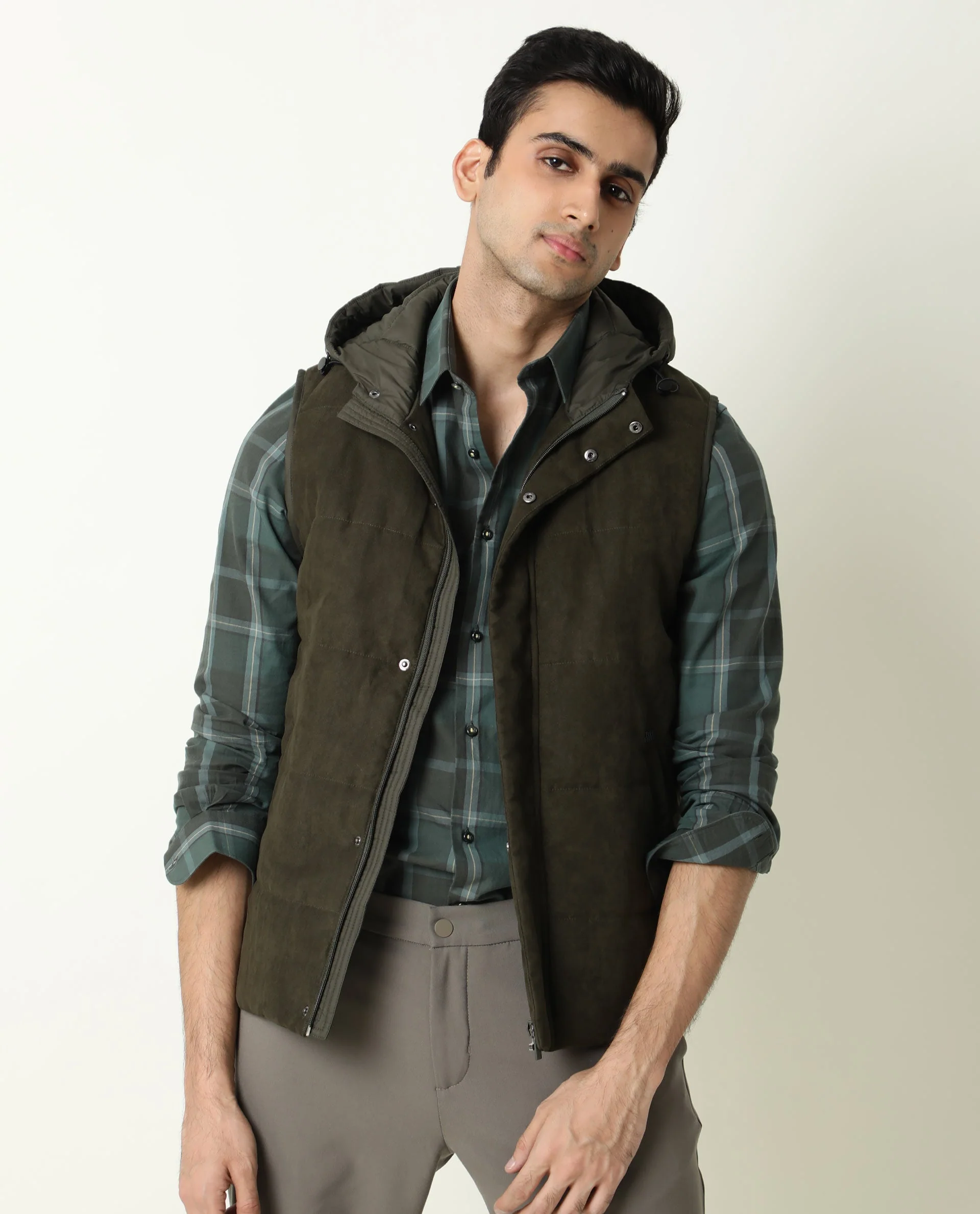 Rare Rabbit Men's Choi Green Checked Print Regular Fit Full Sleeve Collared Shirt - Image 5