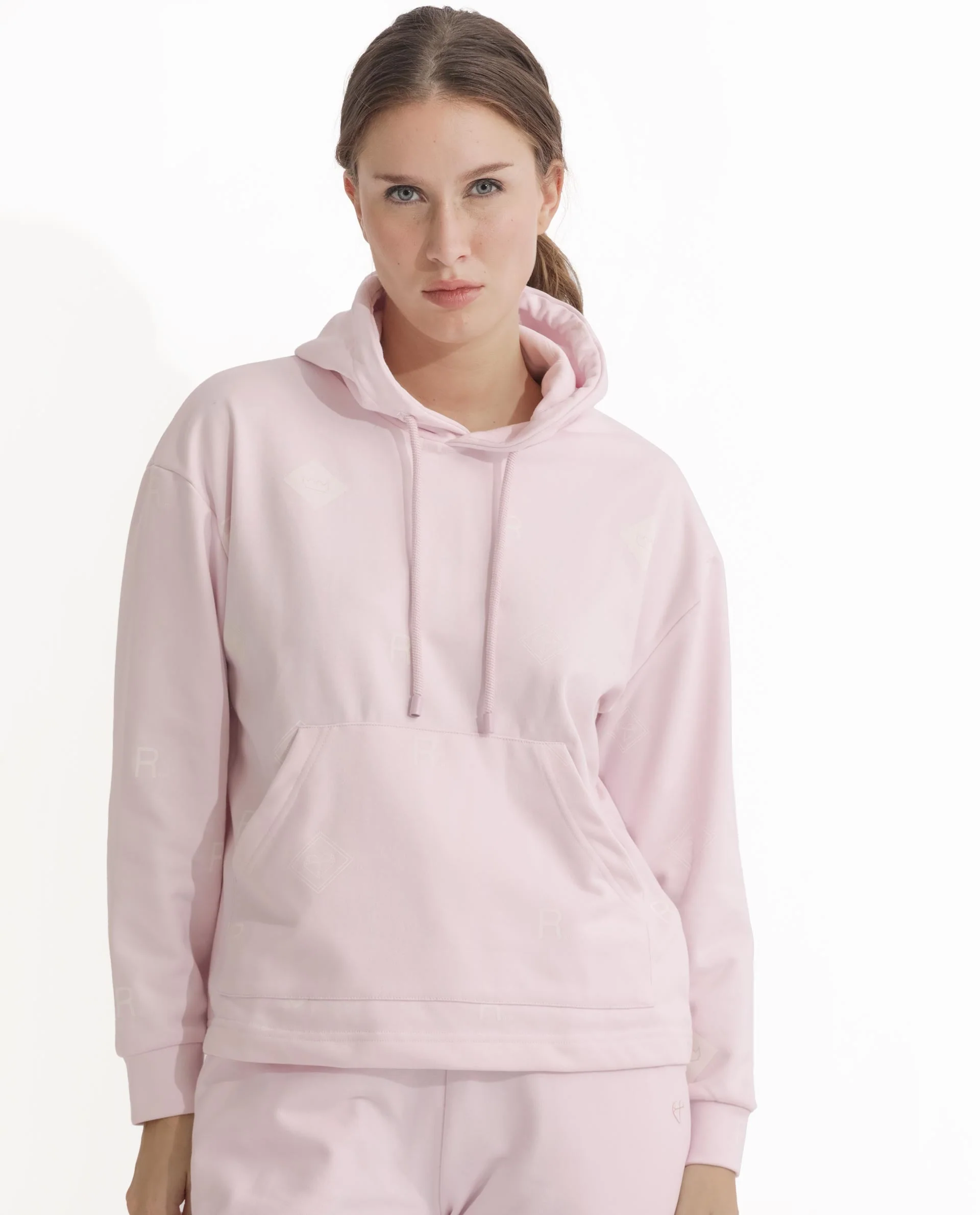 Rareism Women's Choice Light Pink Polyester Blend Hooded Plain Regular Fit Sweatshirt - Image 2