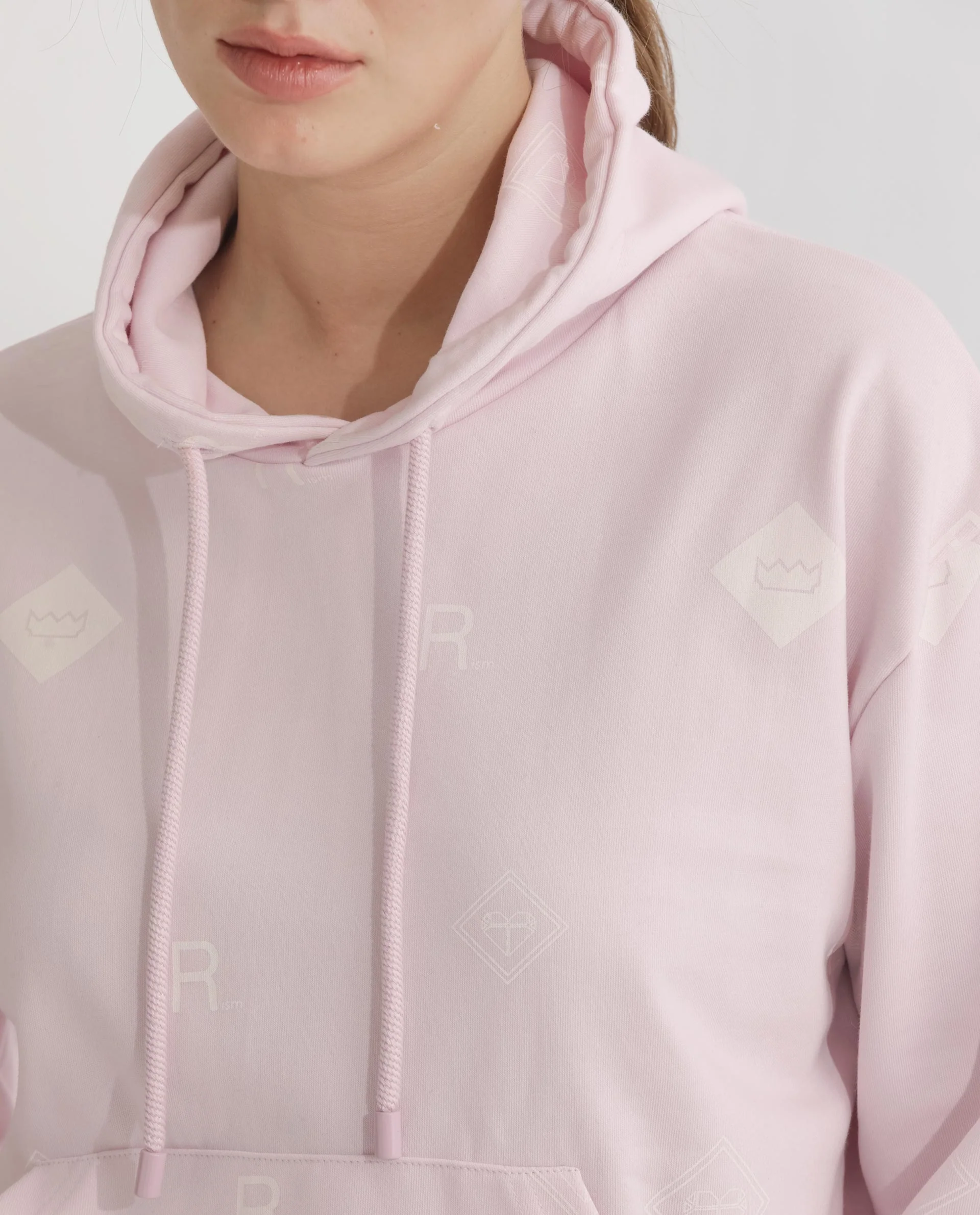 Rareism Women's Choice Light Pink Polyester Blend Hooded Plain Regular Fit Sweatshirt - Image 4