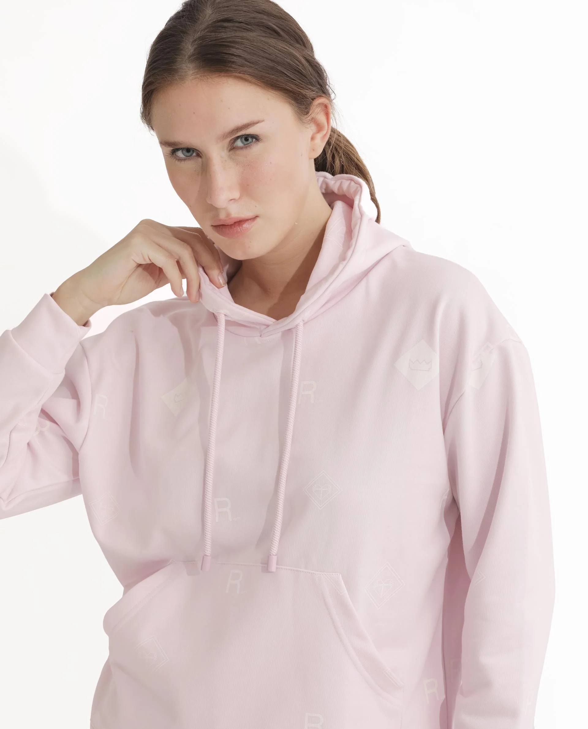Rareism Women's Choice Light Pink Polyester Blend Hooded Plain Regular Fit Sweatshirt - Image 5