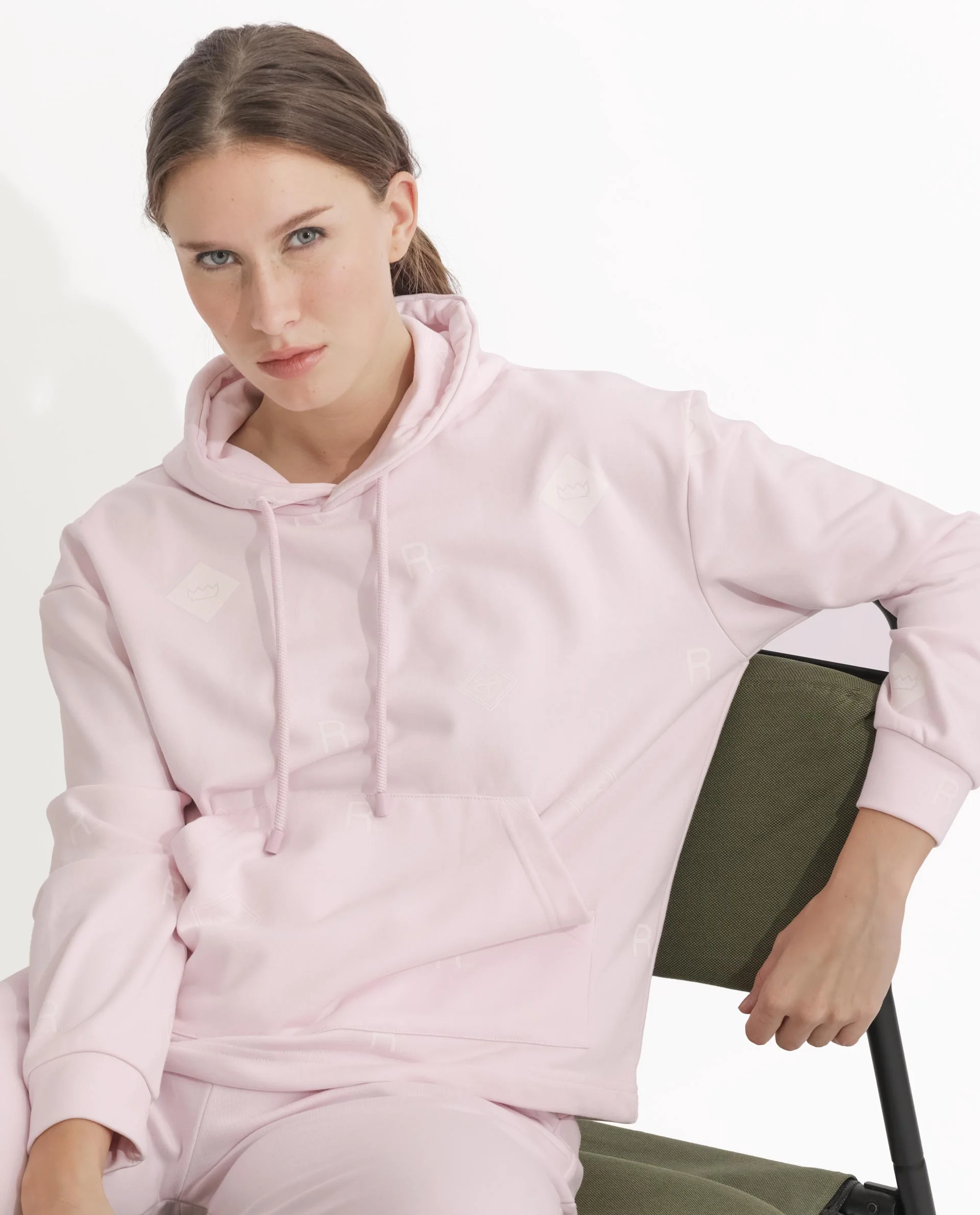 Rareism Women's Choice Light Pink Polyester Blend Hooded Plain Regular Fit Sweatshirt - Image 6