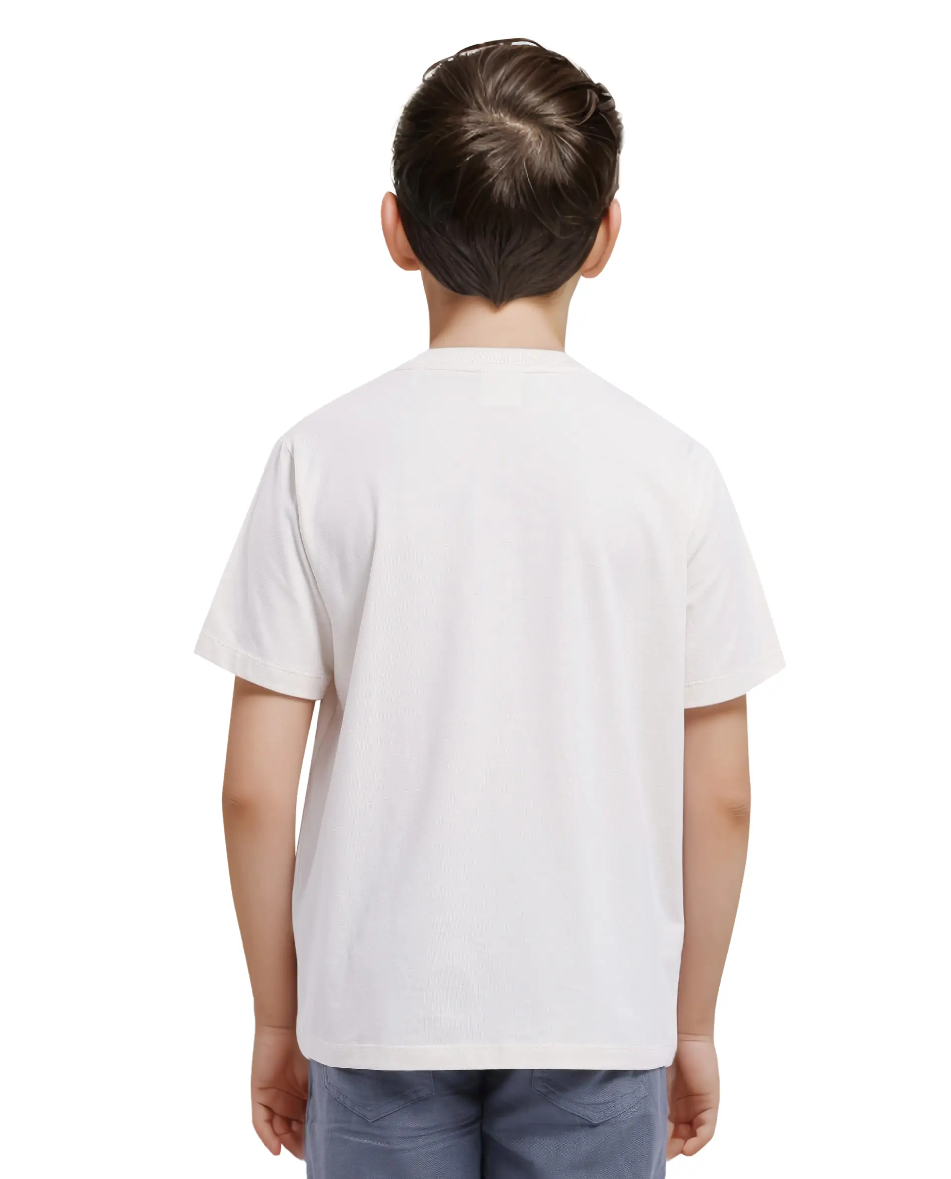 Rare Ones Kids Chom Off White Cotton Blend Fabric Half Sleeves Crew Neck Graphic Print T-Shirt - Image 6