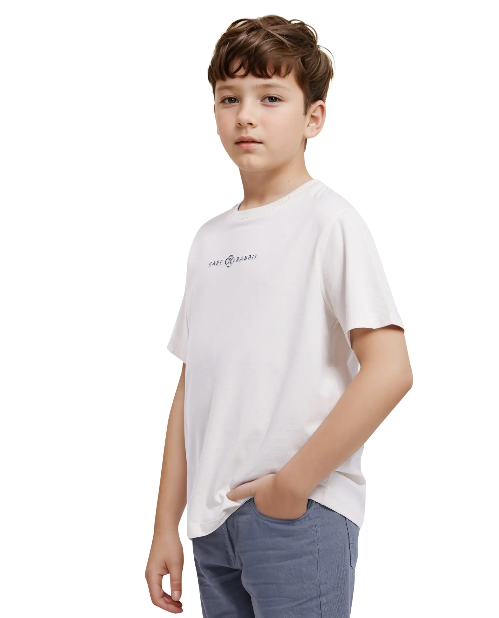 Rare Ones Kids Chom Off White Cotton Blend Fabric Half Sleeves Crew Neck Graphic Print T-Shirt - Image 7