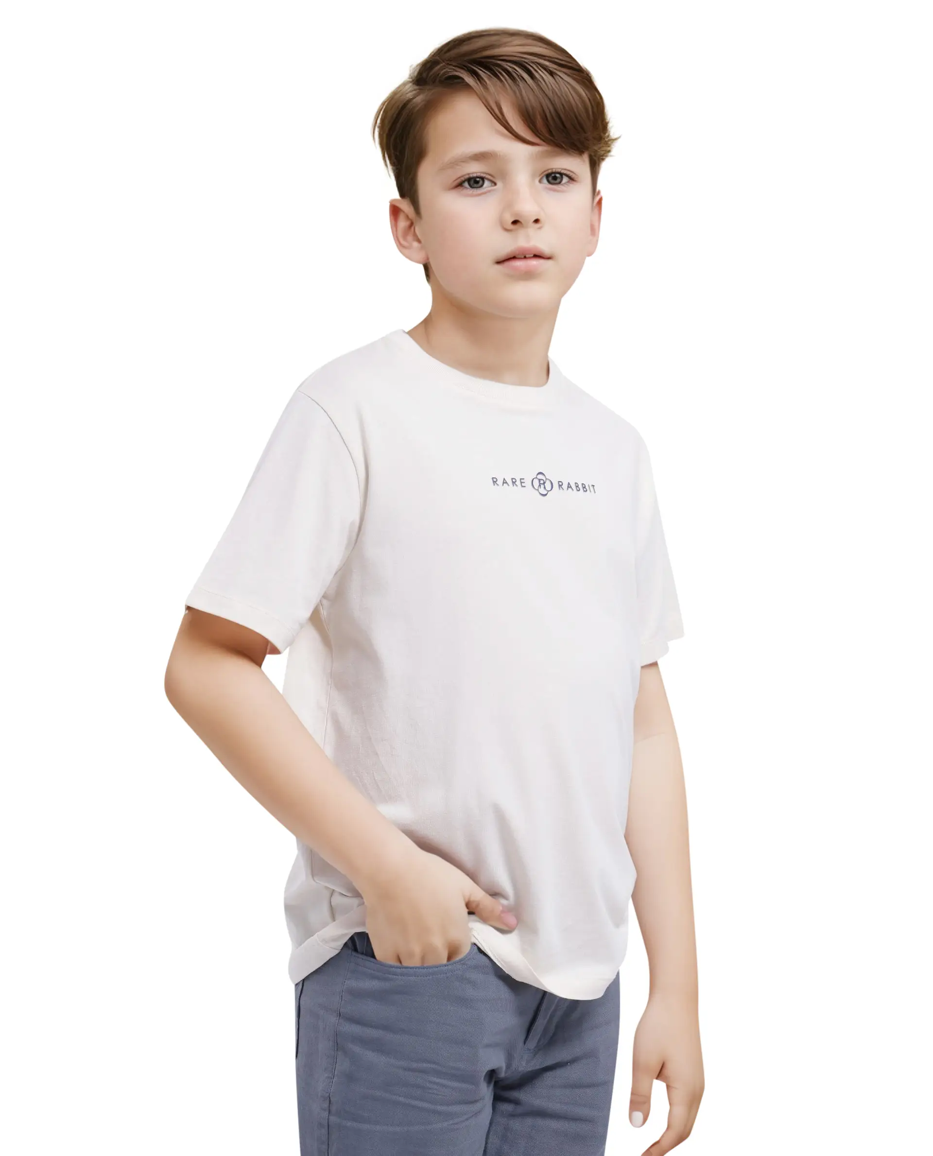 Rare Ones Kids Chom Off White Cotton Blend Fabric Half Sleeves Crew Neck Graphic Print T-Shirt - Image 8