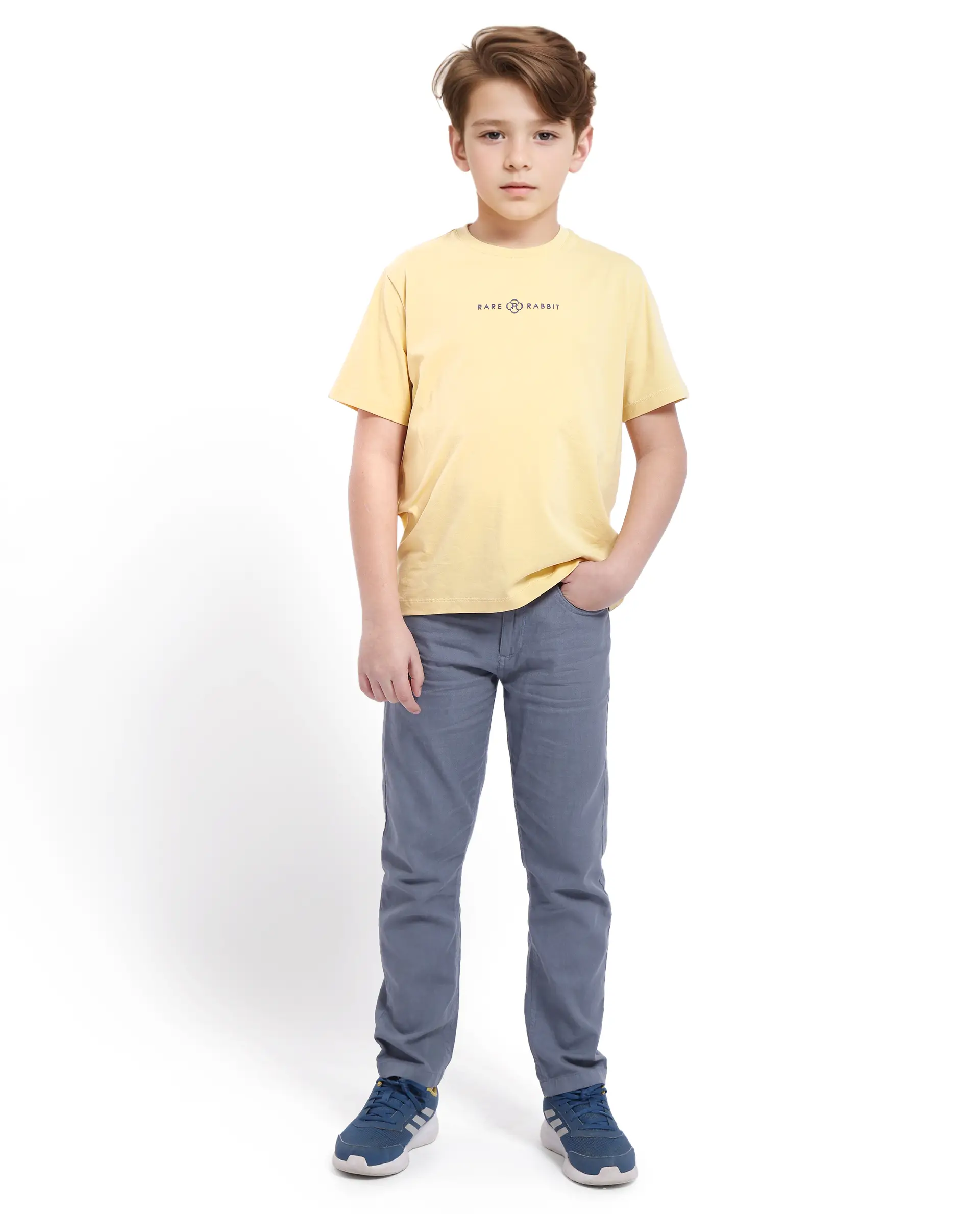 Rare Ones Kids Chom Yellow Cotton Blend Fabric Half Sleeves Crew Neck Graphic Print T-Shirt - Image 3