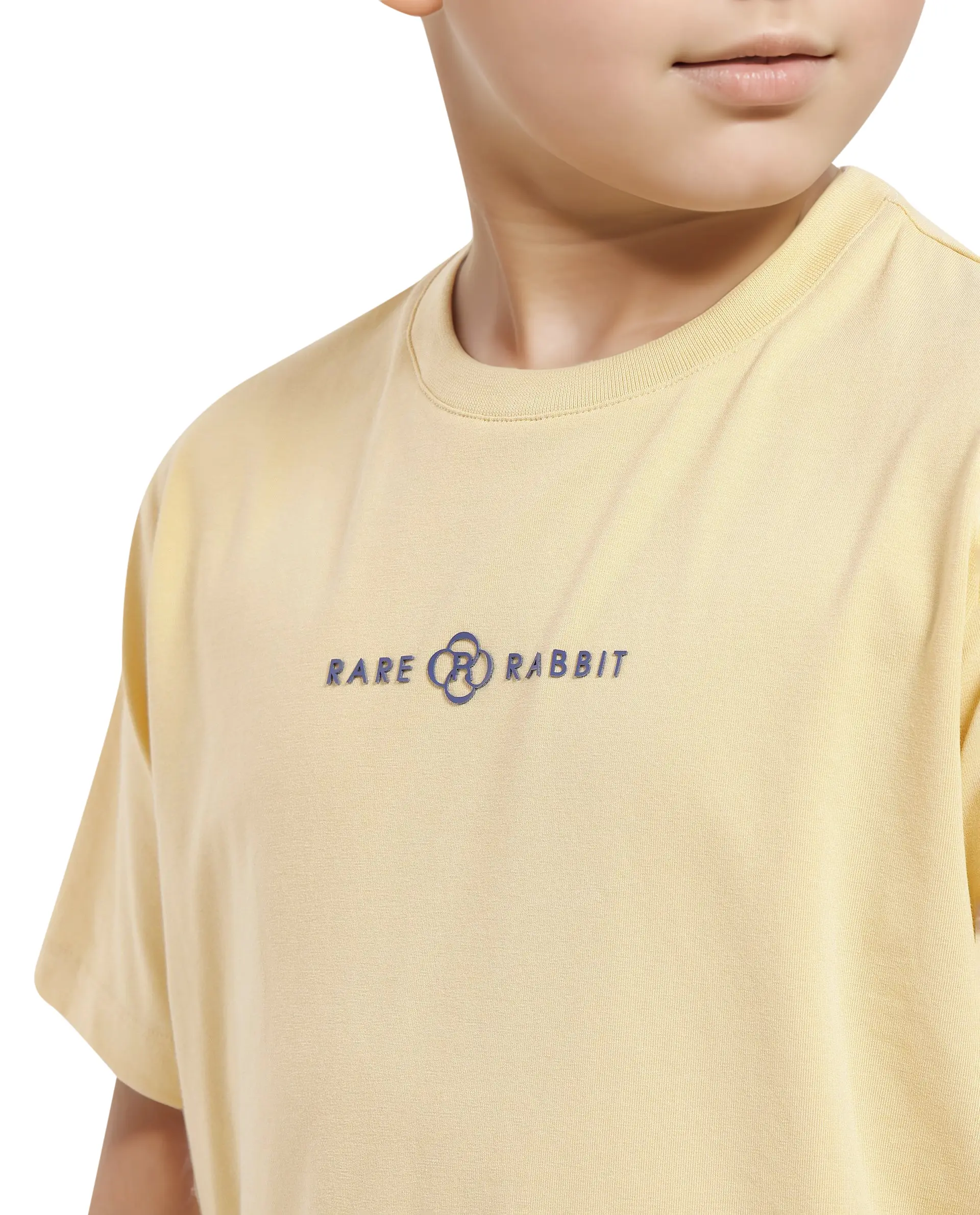Rare Ones Kids Chom Yellow Cotton Blend Fabric Half Sleeves Crew Neck Graphic Print T-Shirt - Image 4