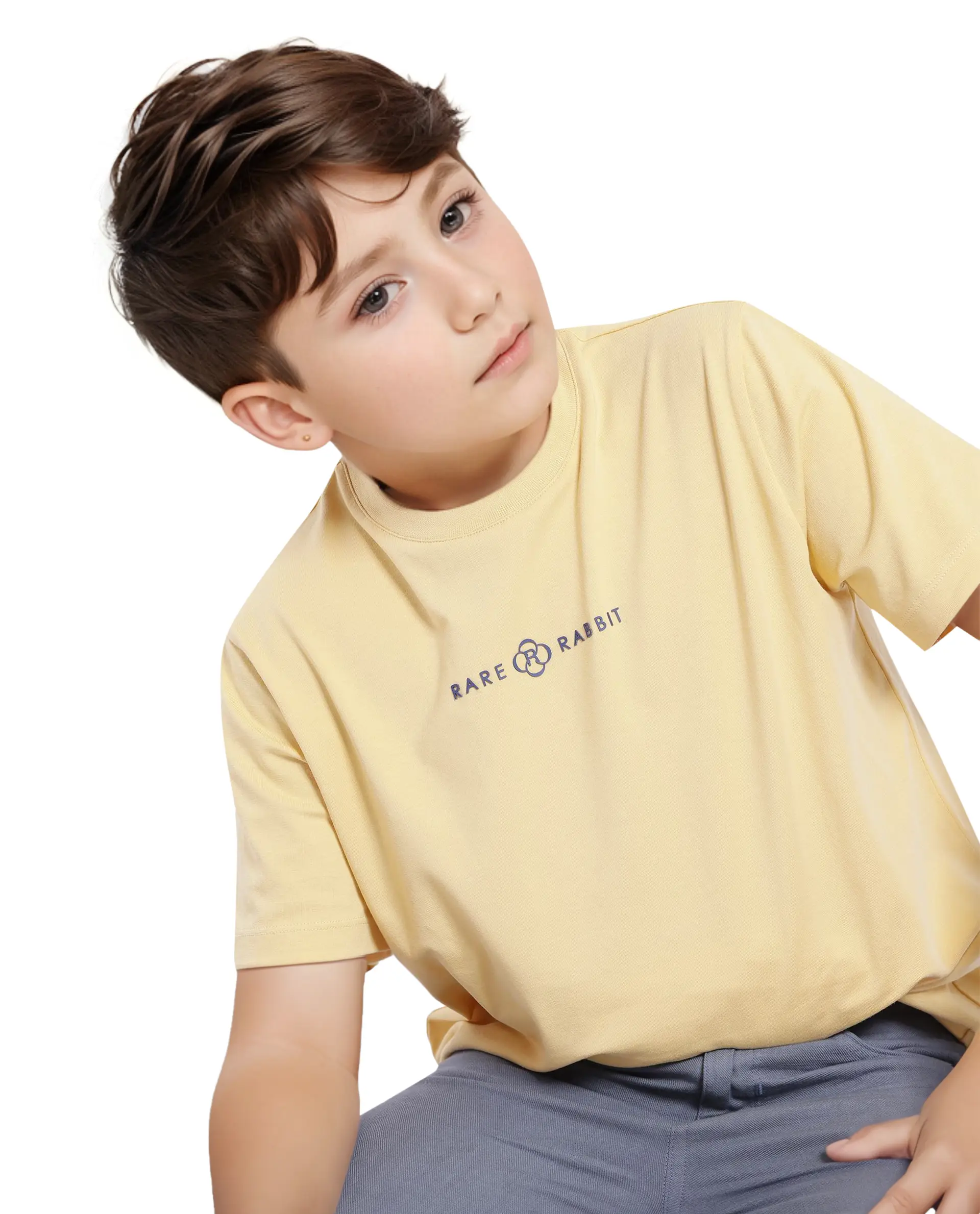 Rare Ones Kids Chom Yellow Cotton Blend Fabric Half Sleeves Crew Neck Graphic Print T-Shirt - Image 6