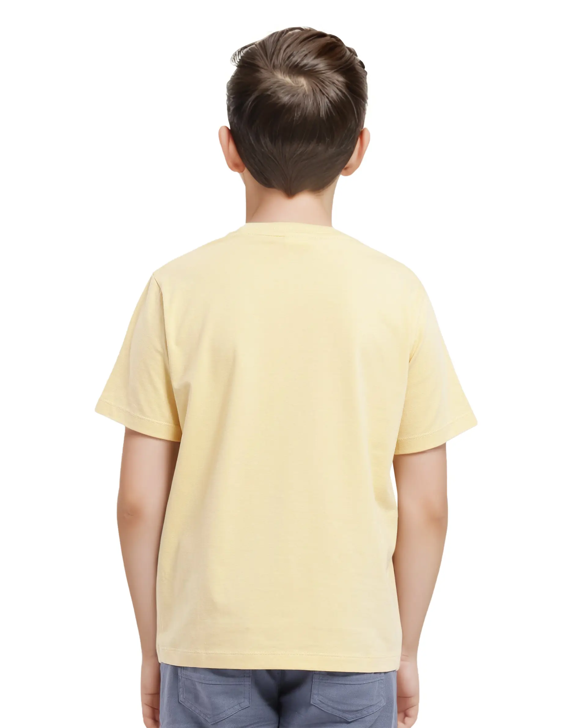 Rare Ones Kids Chom Yellow Cotton Blend Fabric Half Sleeves Crew Neck Graphic Print T-Shirt - Image 7