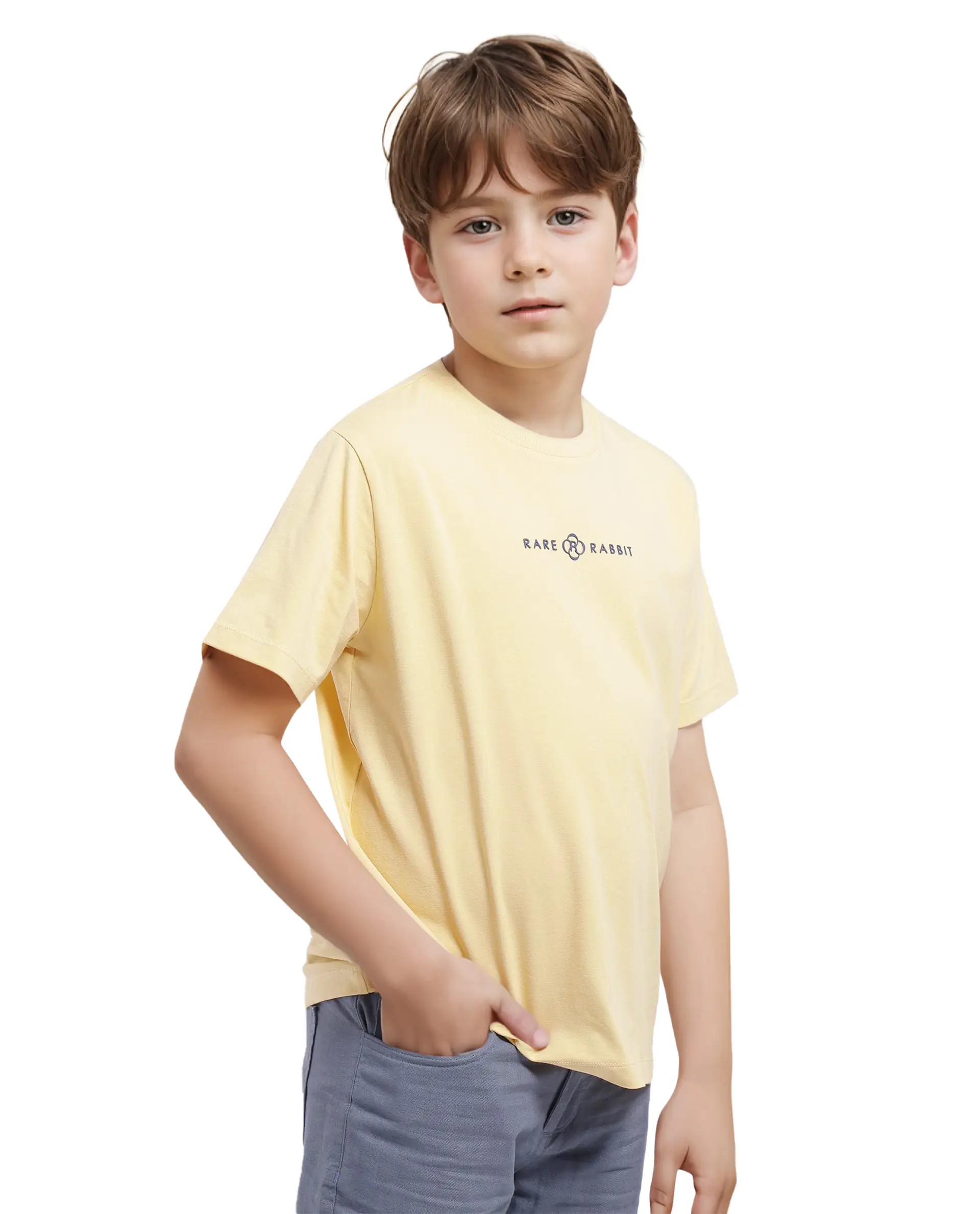 Rare Ones Kids Chom Yellow Cotton Blend Fabric Half Sleeves Crew Neck Graphic Print T-Shirt - Image 8