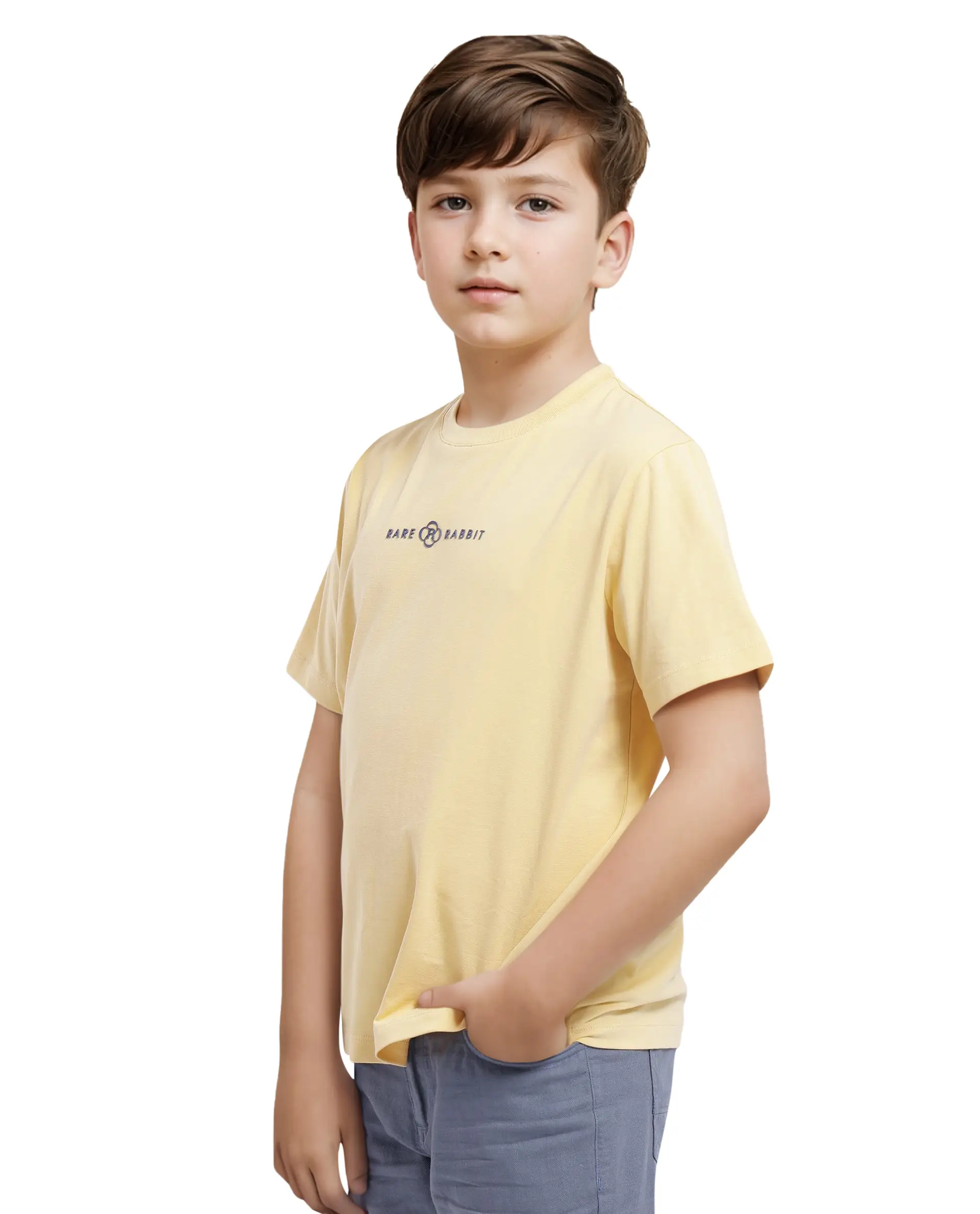 Rare Ones Kids Chom Yellow Cotton Blend Fabric Half Sleeves Crew Neck Graphic Print T-Shirt - Image 9