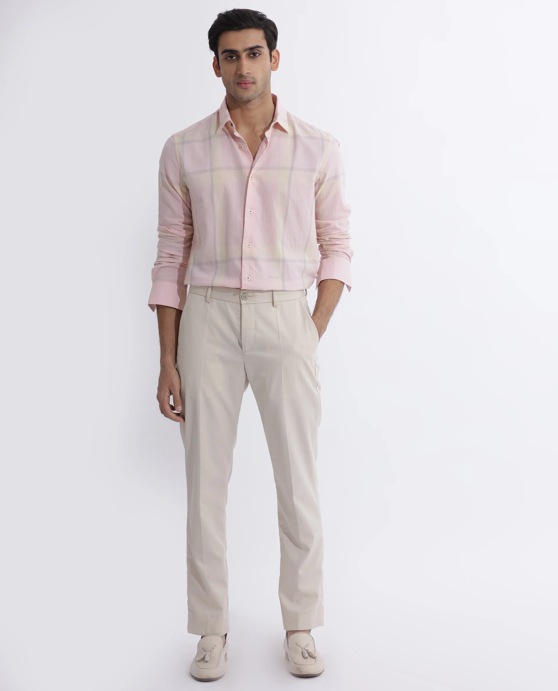 Rare Rabbit Men's Chopitn Pink Cotton Checked Print Regular Fit Full Sleeve Collared Shirt - Image 5