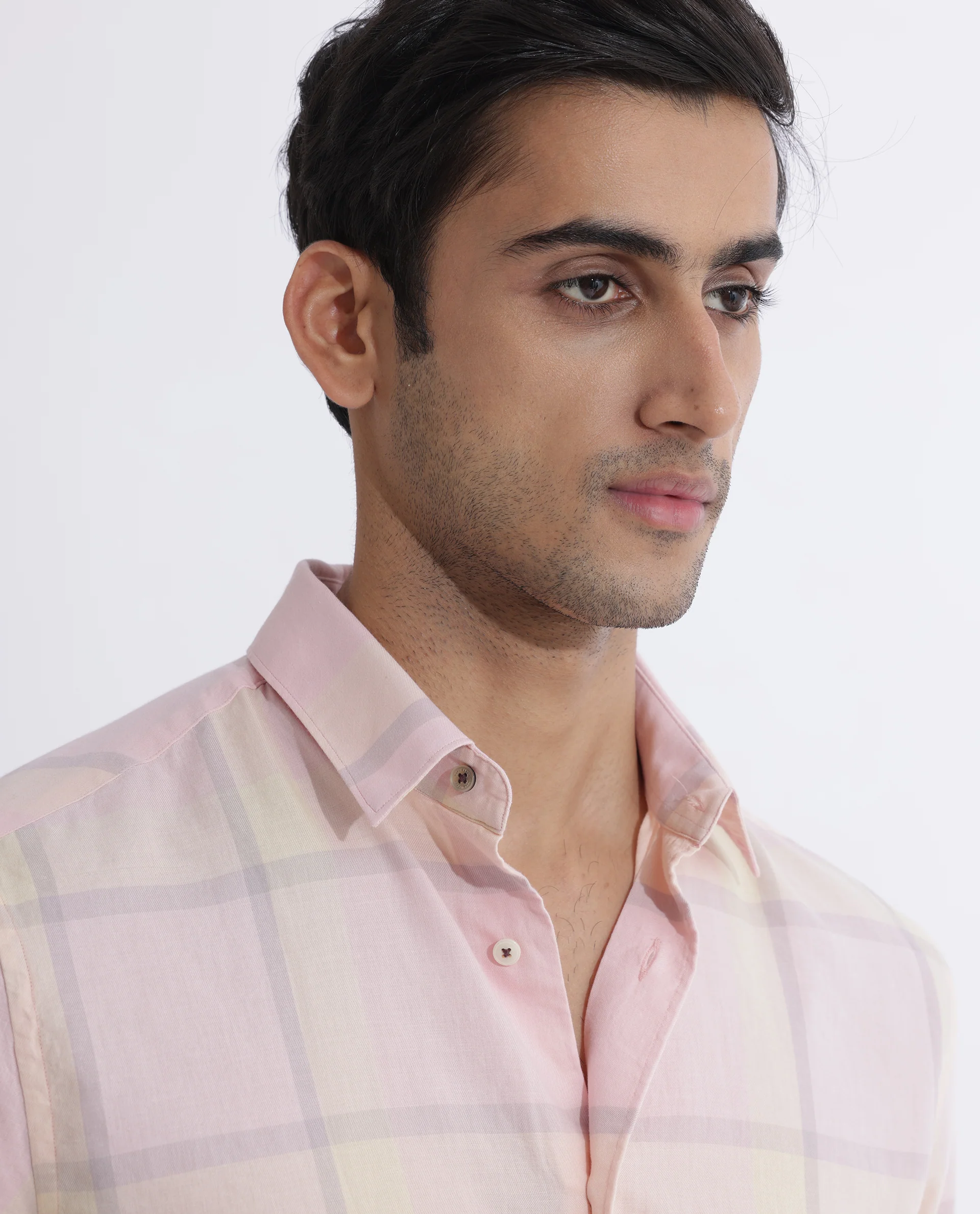 Rare Rabbit Men's Chopitn Pink Cotton Checked Print Regular Fit Full Sleeve Collared Shirt - Image 6