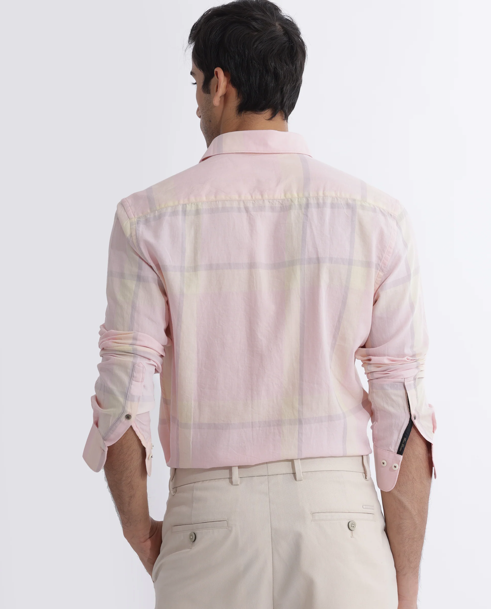 Rare Rabbit Men's Chopitn Pink Cotton Checked Print Regular Fit Full Sleeve Collared Shirt - Image 7