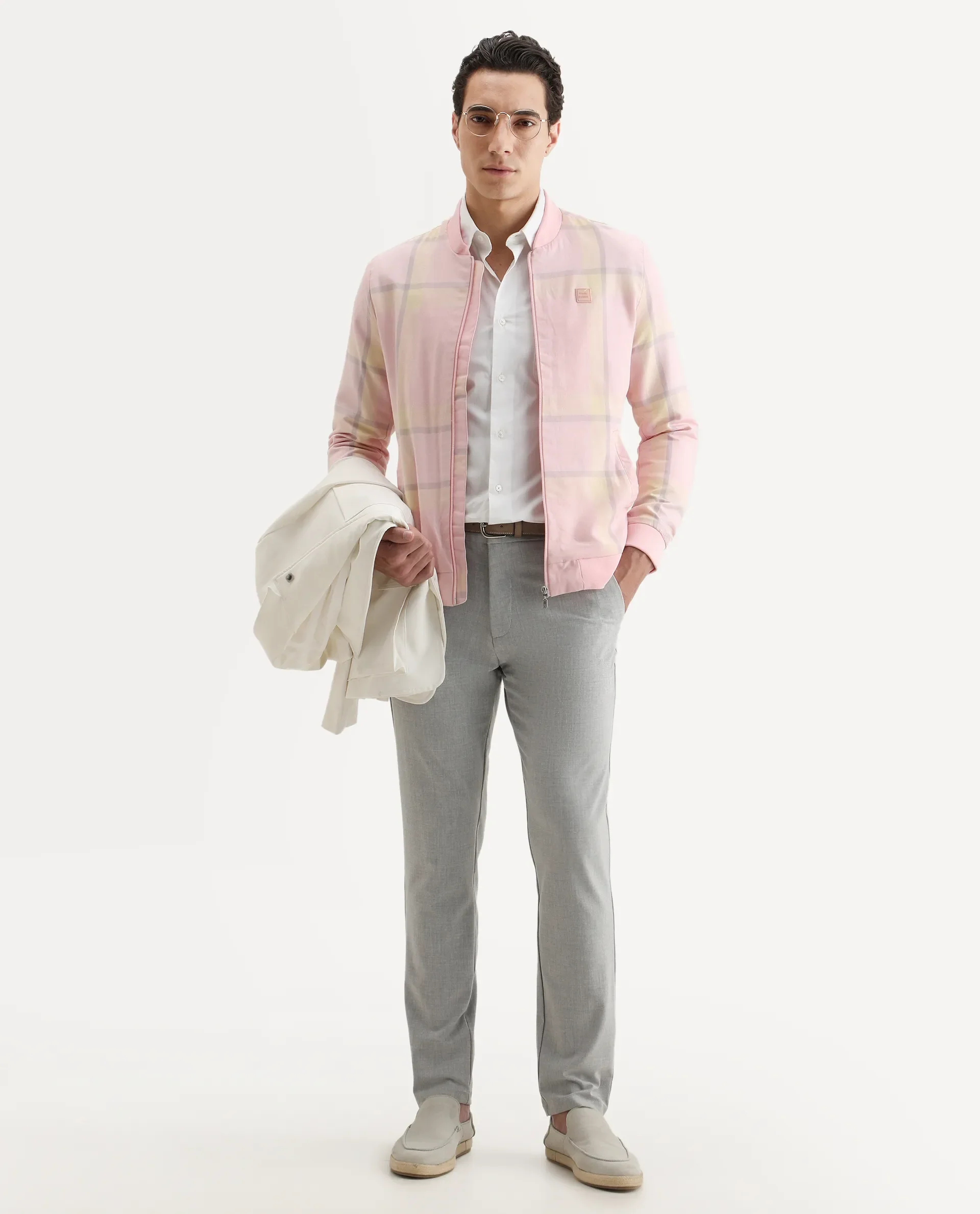 Rare Rabbit Men's Chopper Pink Cotton Striped Print Regular Fit Full Sleeve Mandarin Collar Jacket - Image 2