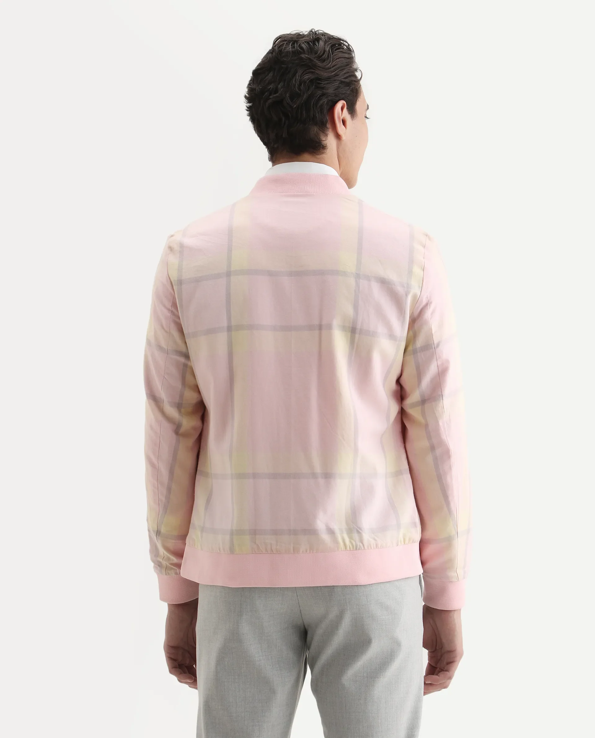 Rare Rabbit Men's Chopper Pink Cotton Striped Print Regular Fit Full Sleeve Mandarin Collar Jacket - Image 7