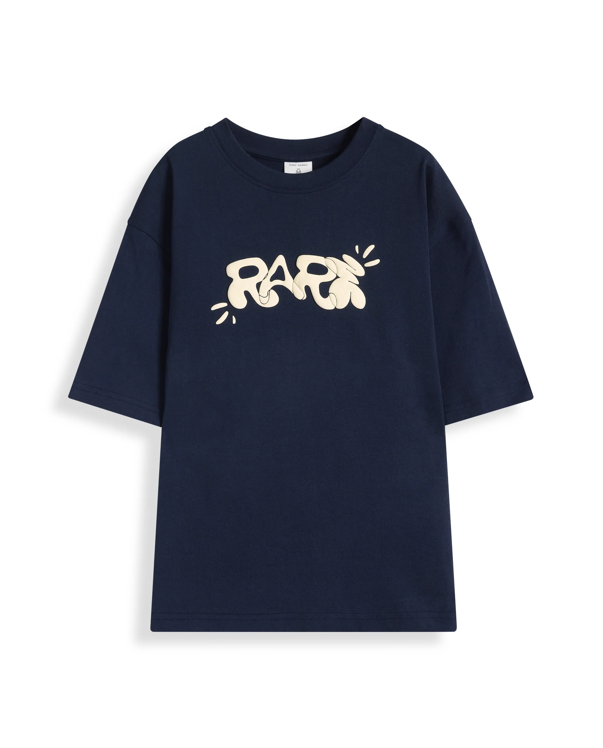 Rare Ones Kids Chris Navy Cotton Half Sleeves Crew Neck Oversized Fit Graphic Print T-Shirt - Image 2