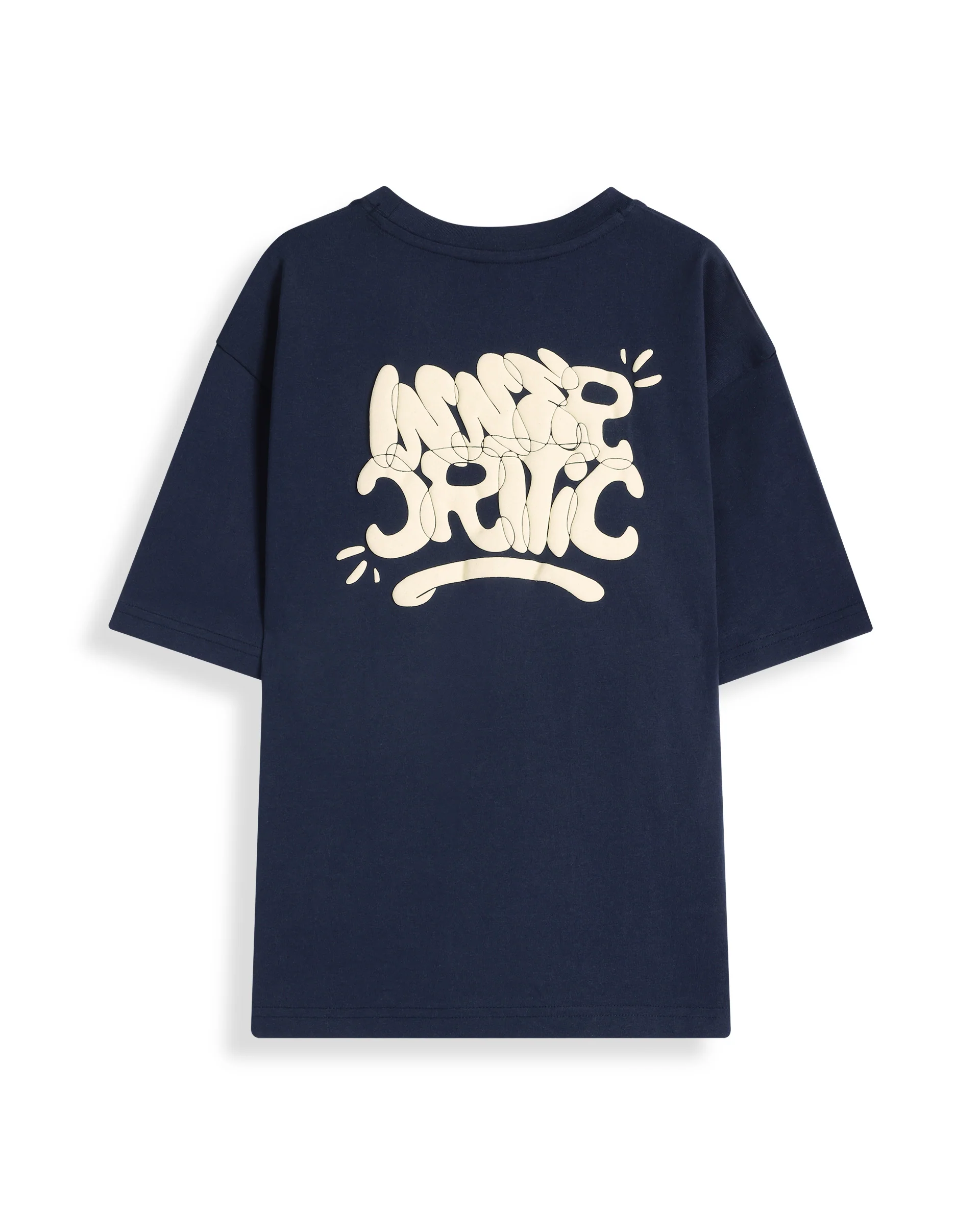 Rare Ones Kids Chris Navy Cotton Half Sleeves Crew Neck Oversized Fit Graphic Print T-Shirt - Image 3
