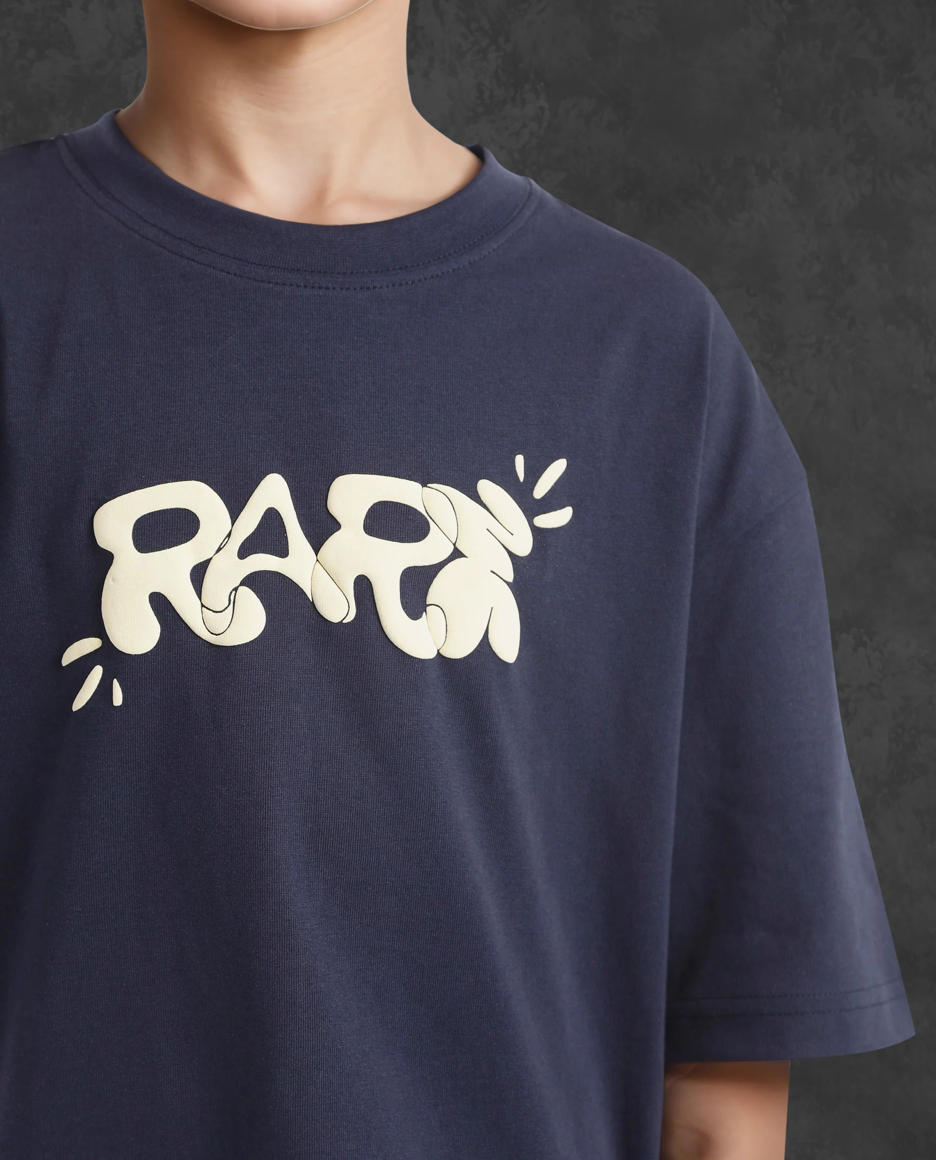 Rare Ones Kids Chris Navy Cotton Half Sleeves Crew Neck Oversized Fit Graphic Print T-Shirt - Image 5