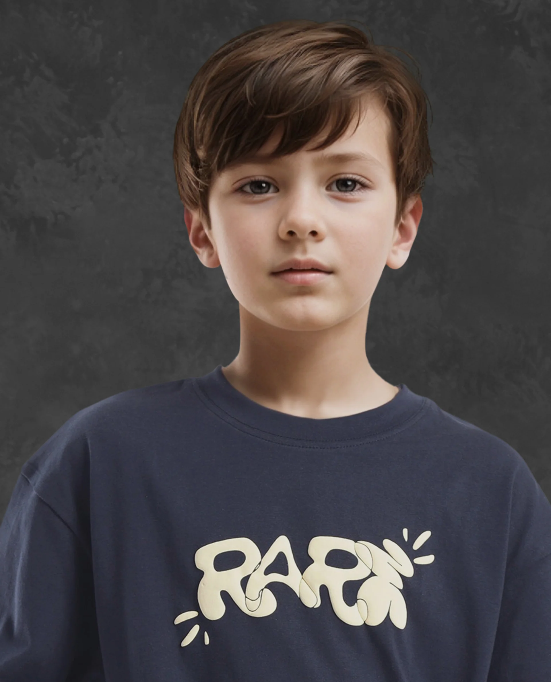 Rare Ones Kids Chris Navy Cotton Half Sleeves Crew Neck Oversized Fit Graphic Print T-Shirt - Image 6