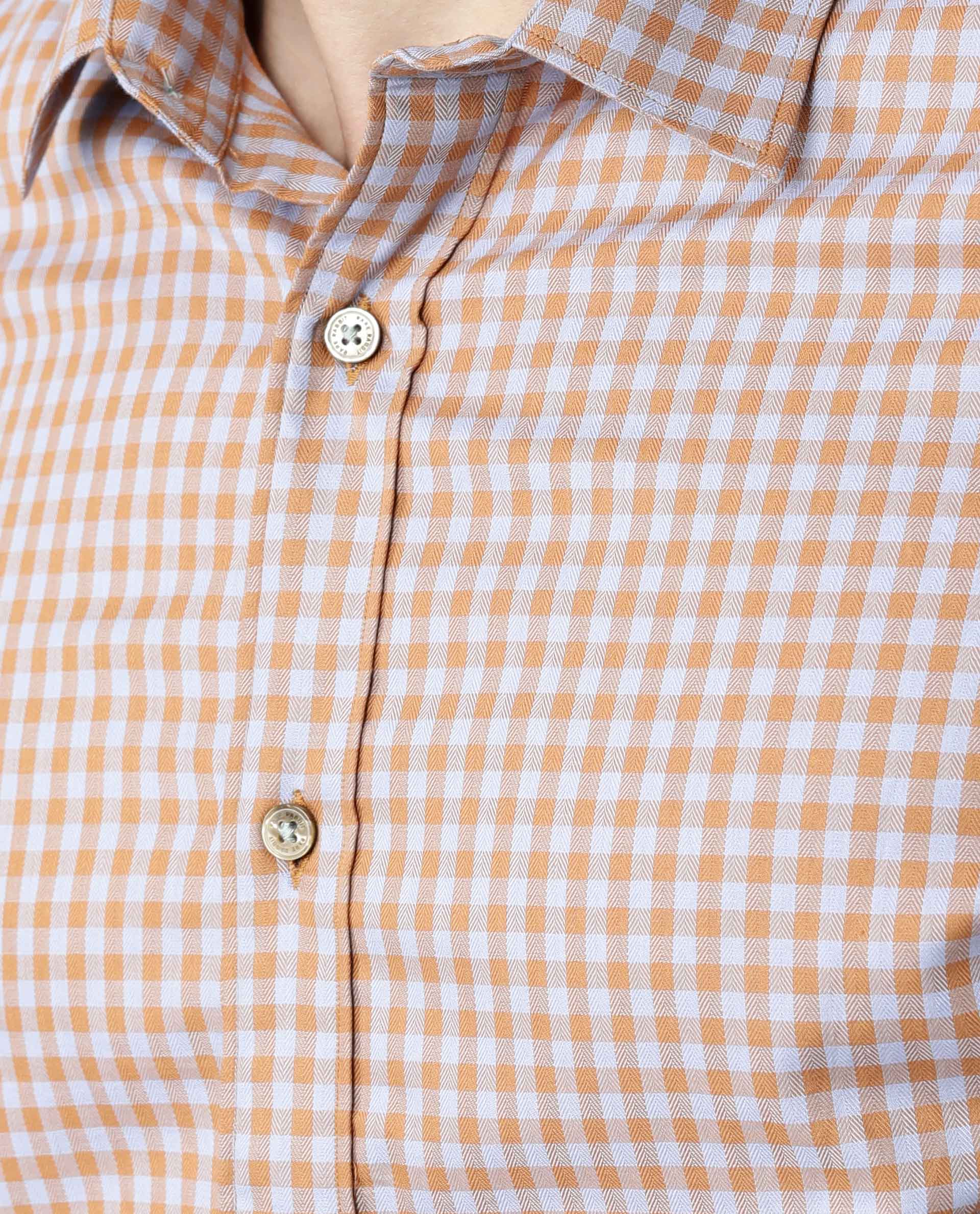 Rare Rabbit Men's Churn Mustard Cotton Checked Print Regular Fit Full Sleeve Spread Collar Shirt - Image 6