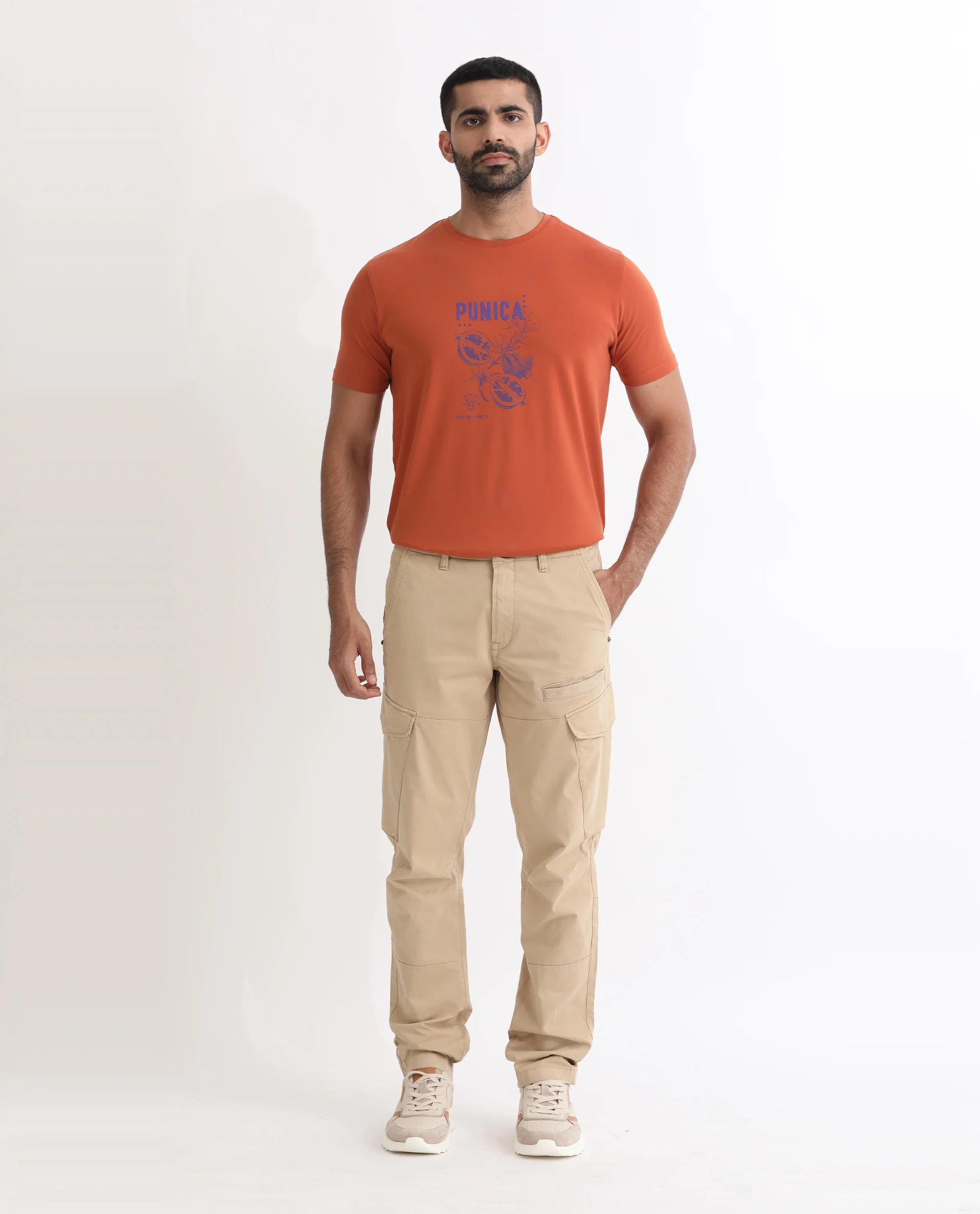 Rare Rabbit Men's Cidar Beige Cotton Blend Plain Regular Fit Trouser - Image 8