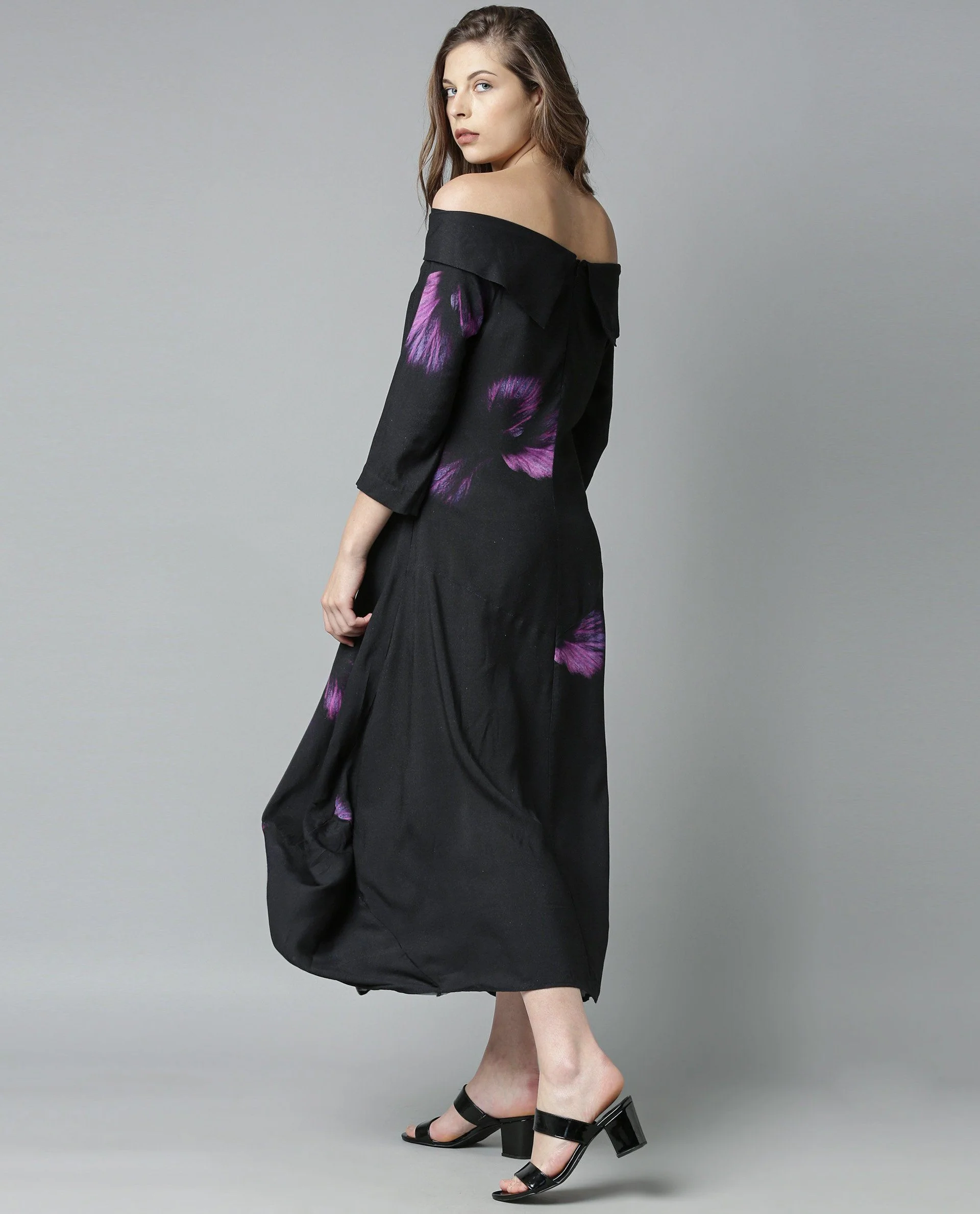 Rareism Women Cindy Black Dress Full Sleeves Printed - Image 5