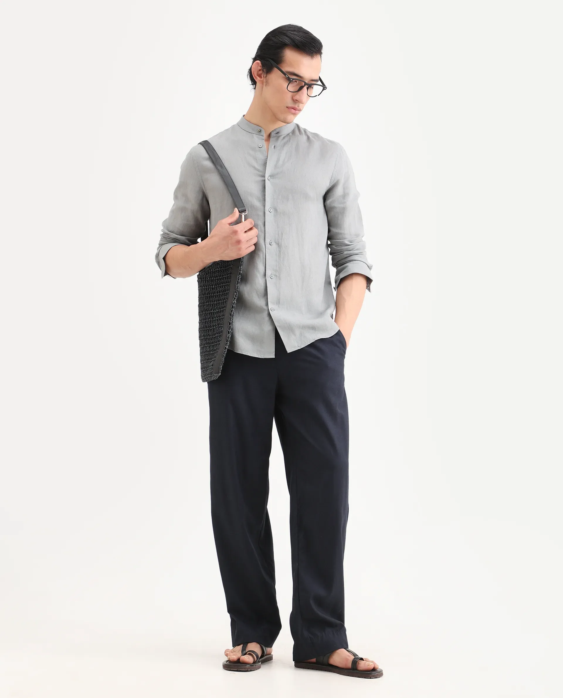 Rare Rabbit Men's Cinex 26 Dusky Olive Linen Blend Fabric Full Sleeve Regular Fit Shirt - Image 2