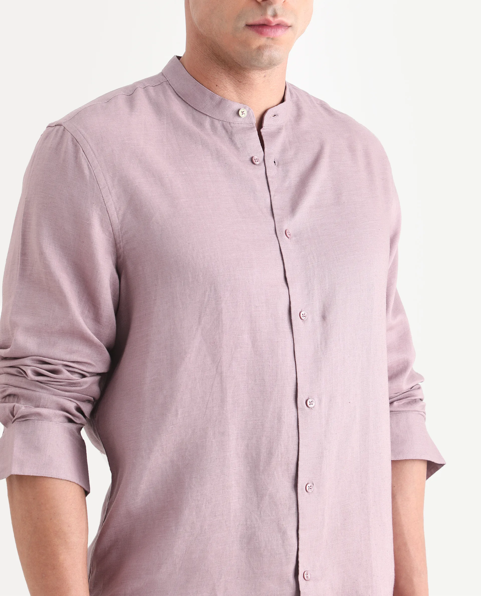 Rare Rabbit Men's Cinex 26 Dusky Pink Linen Blend Fabric Full Sleeve Regular Fit Shirt - Image 3