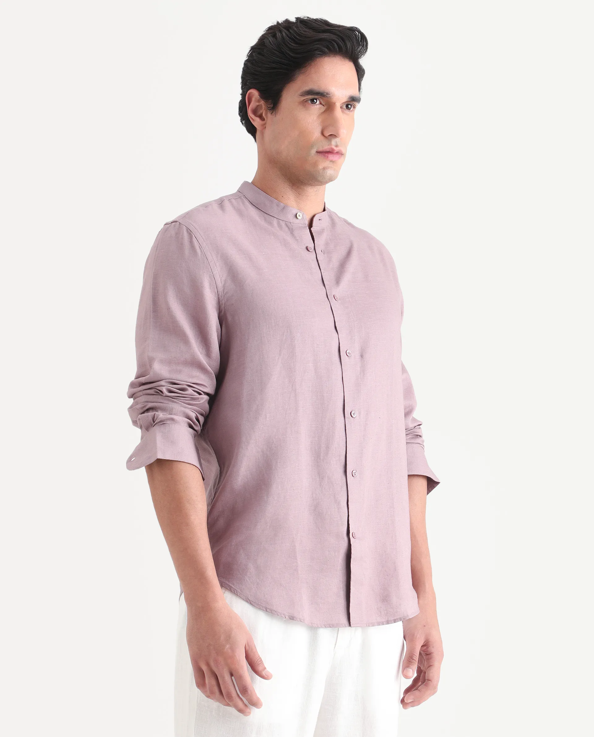 Rare Rabbit Men's Cinex 26 Dusky Pink Linen Blend Fabric Full Sleeve Regular Fit Shirt - Image 5