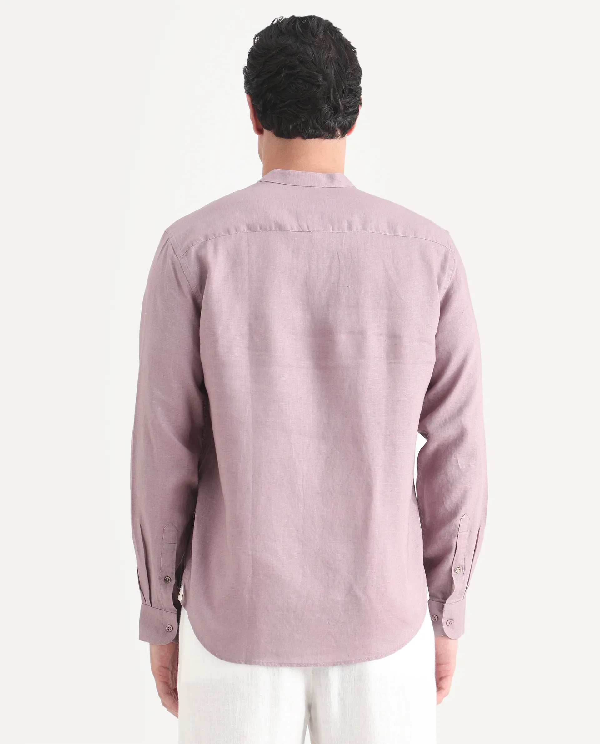 Rare Rabbit Men's Cinex 26 Dusky Pink Linen Blend Fabric Full Sleeve Regular Fit Shirt - Image 7