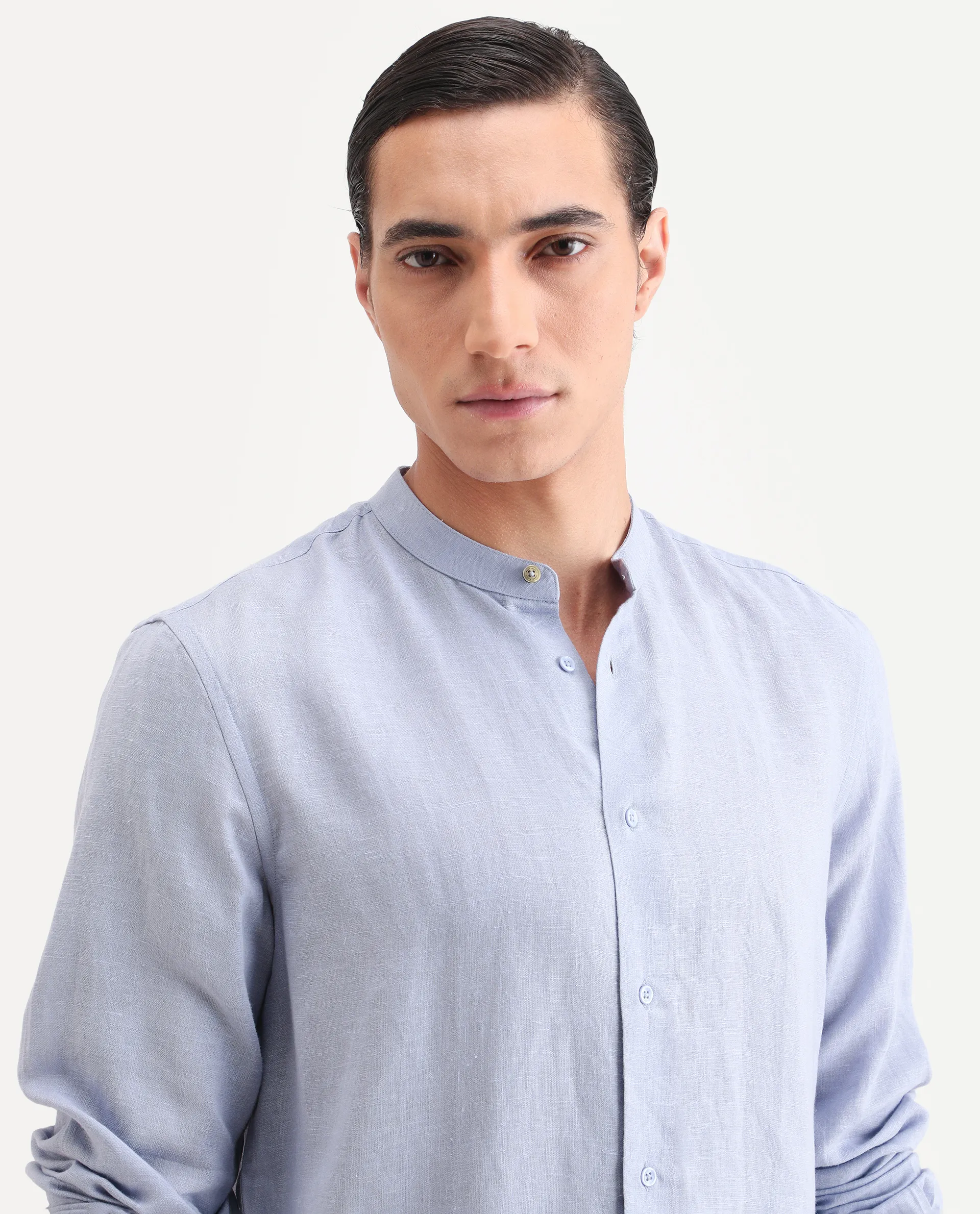 Rare Rabbit Men's Cinex 26 Light Purple Linen Blend Fabric Full Sleeve Regular Fit Shirt - Image 3